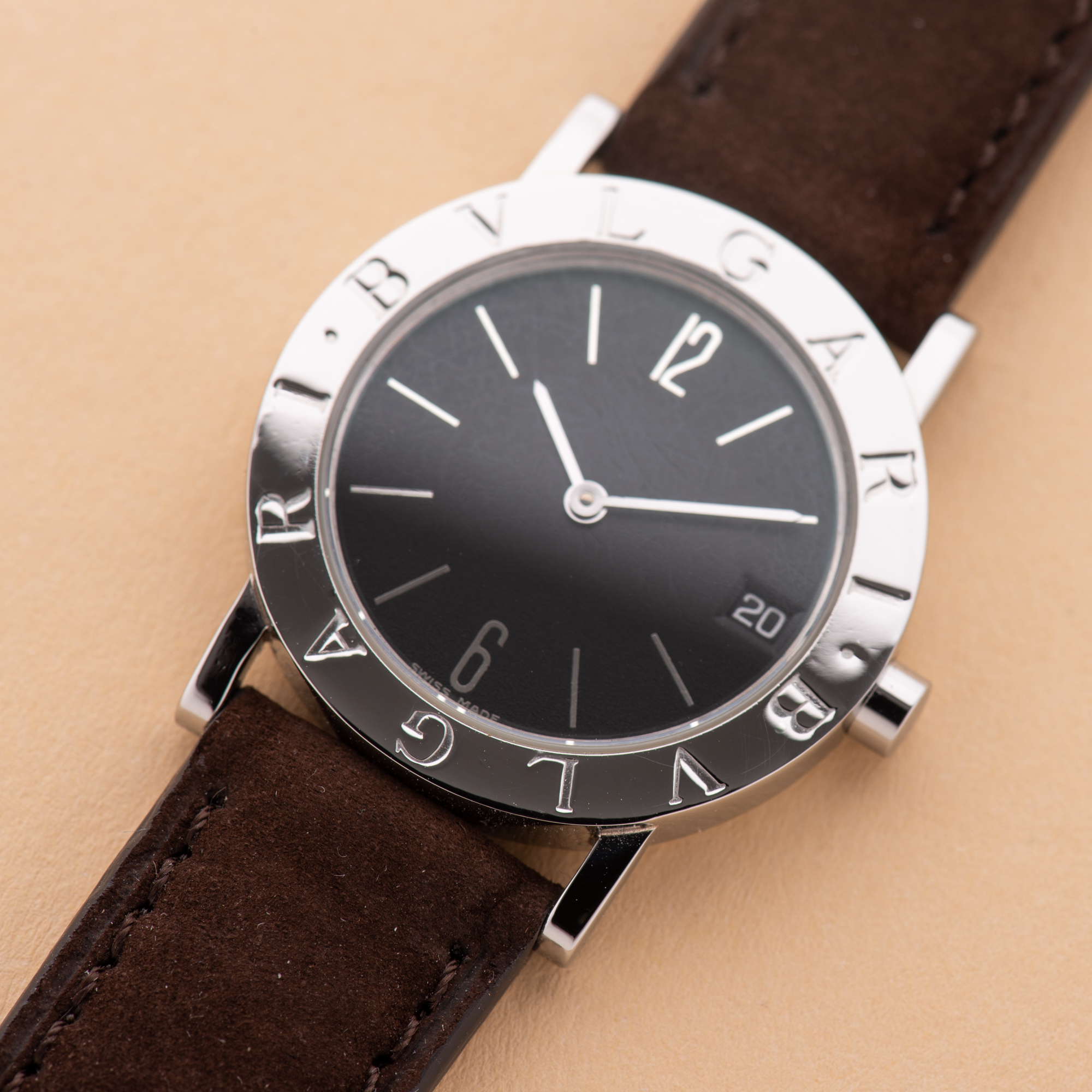 Vue de Bulgari Diagono Solotempo Date 30 Black Matte Dial Réf BB30SLD