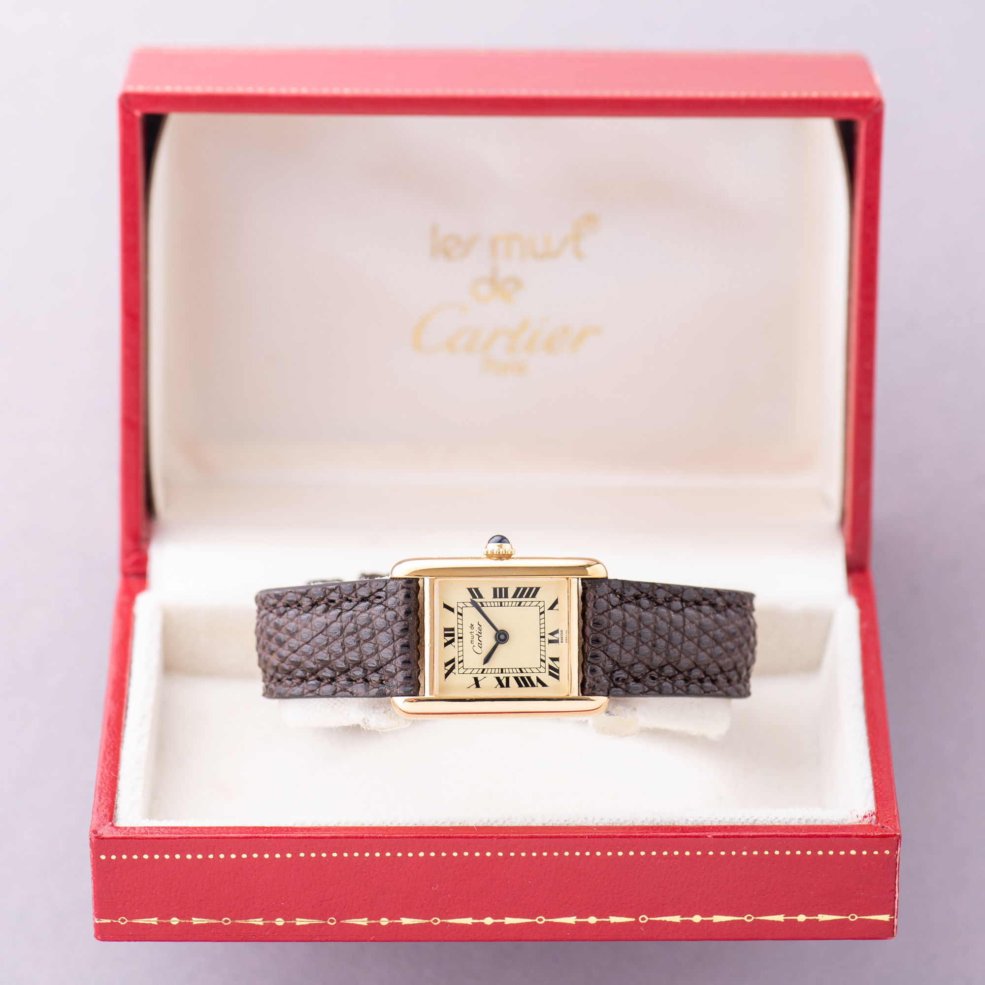 Vue de Cartier Must de Tank Vermeil Roman Lemon Dial Full Set 1980