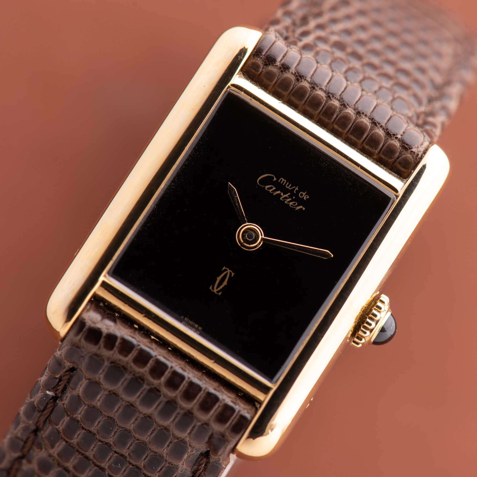 Vue de Cartier Must de Tank de Must Vermeil PM Onyx Black Spider Dial