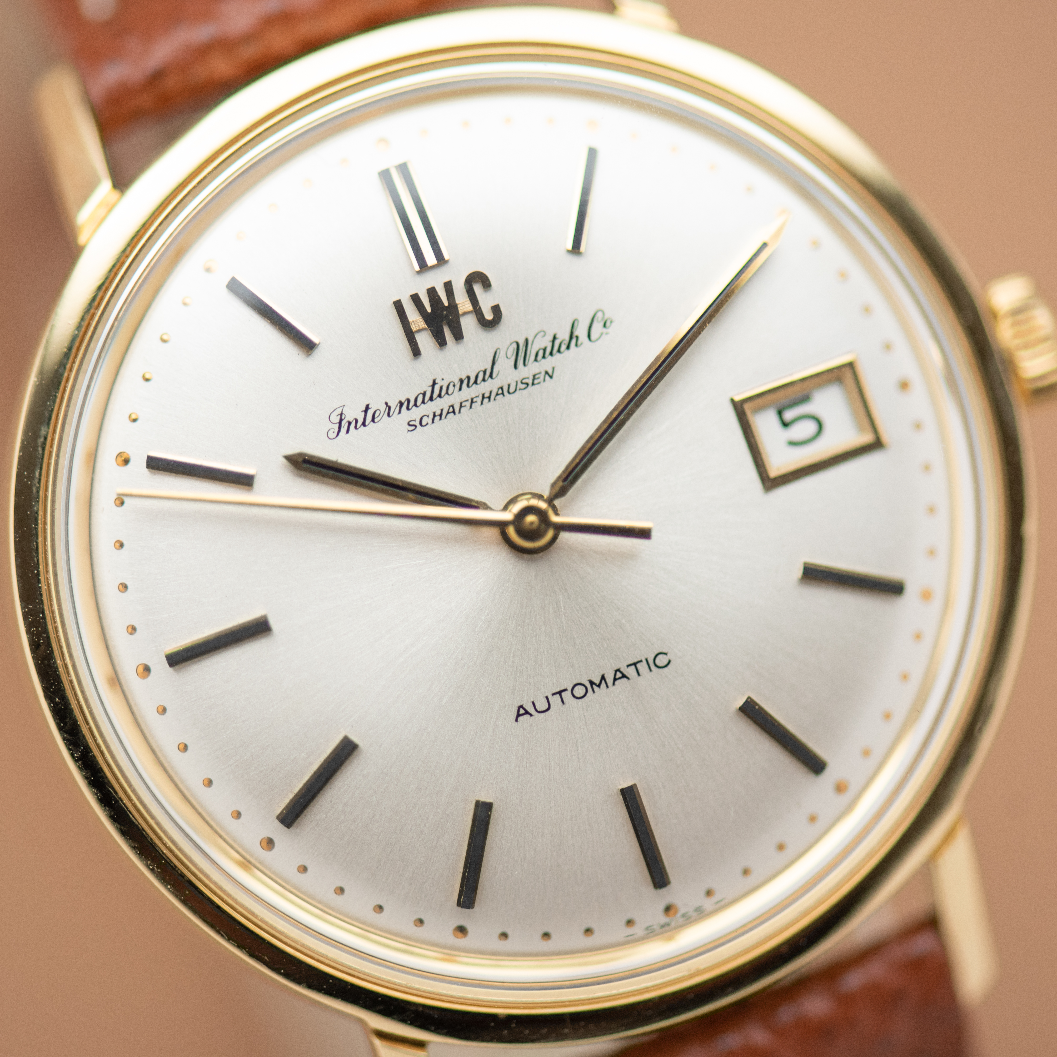 View of IWC Dress Watch Automatic Date Pellaton Ref 1818 Cal C.8541B