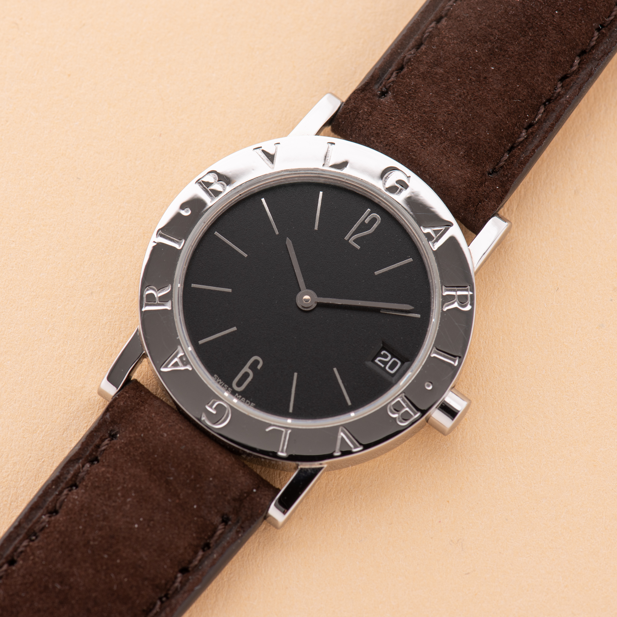 Vue de Bulgari Diagono Solotempo Date 30 Black Matte Dial Réf BB30SLD