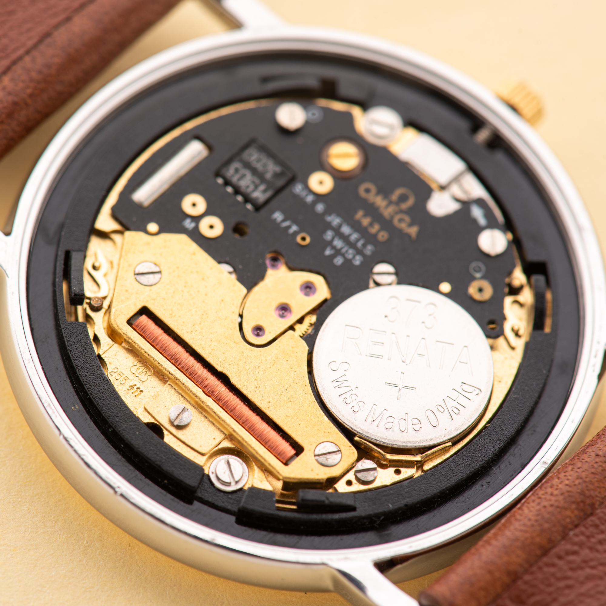 View of Omega de Ville Quartz Gold Steel Blue Dial Ref 196 2430