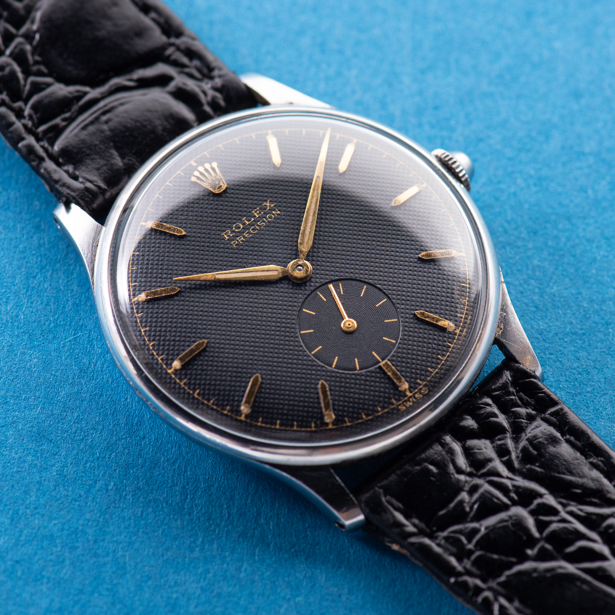 Vue de Rolex Precision Honeycomb texture black dial PIECE UNIQUE Réf 3540