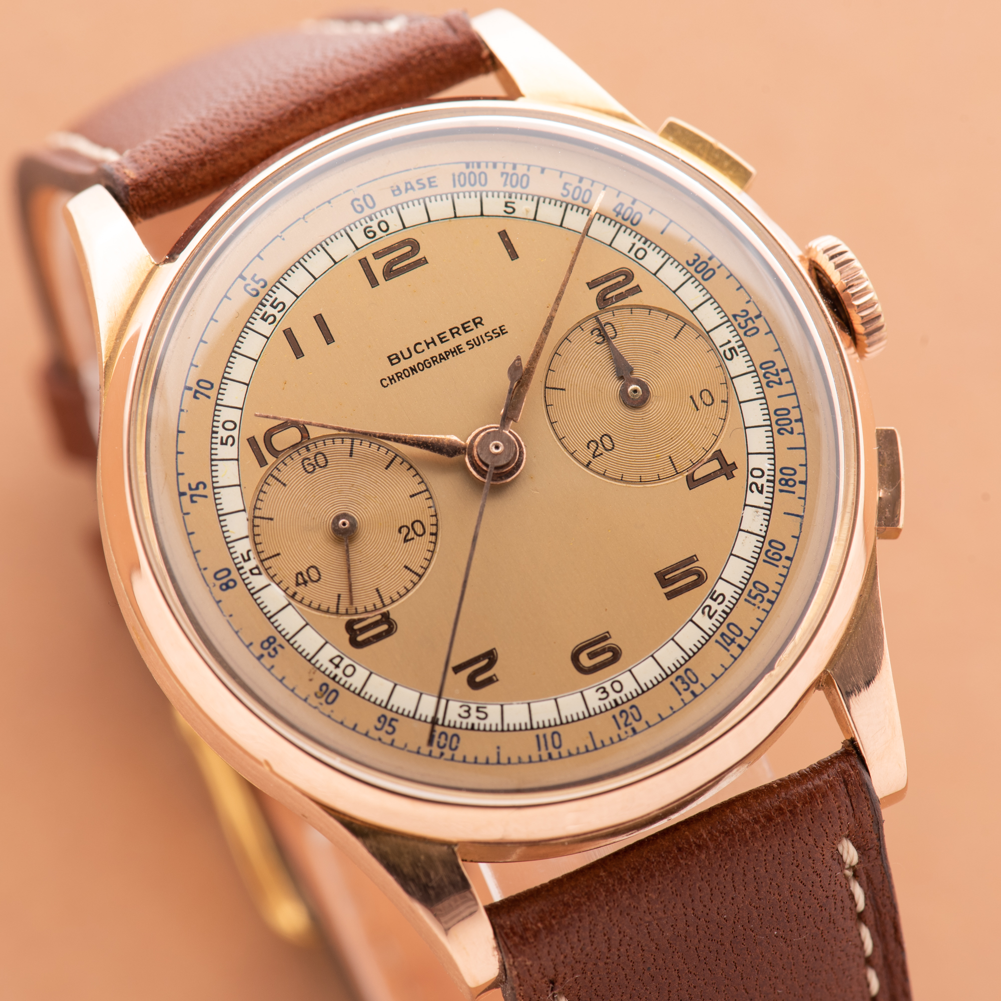 View of Bucherer Bi-Compax Chronograph Suisse 18K Rosé Gold Oversize