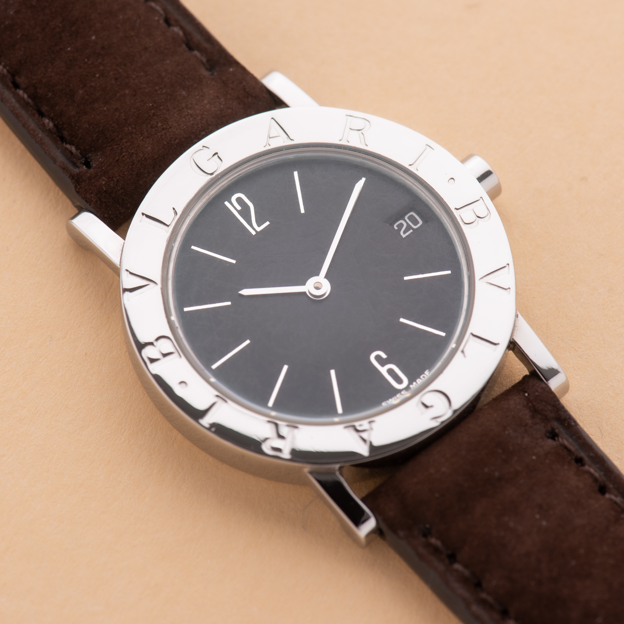 Vue de Bulgari Diagono Solotempo Date 30 Black Matte Dial Réf BB30SLD