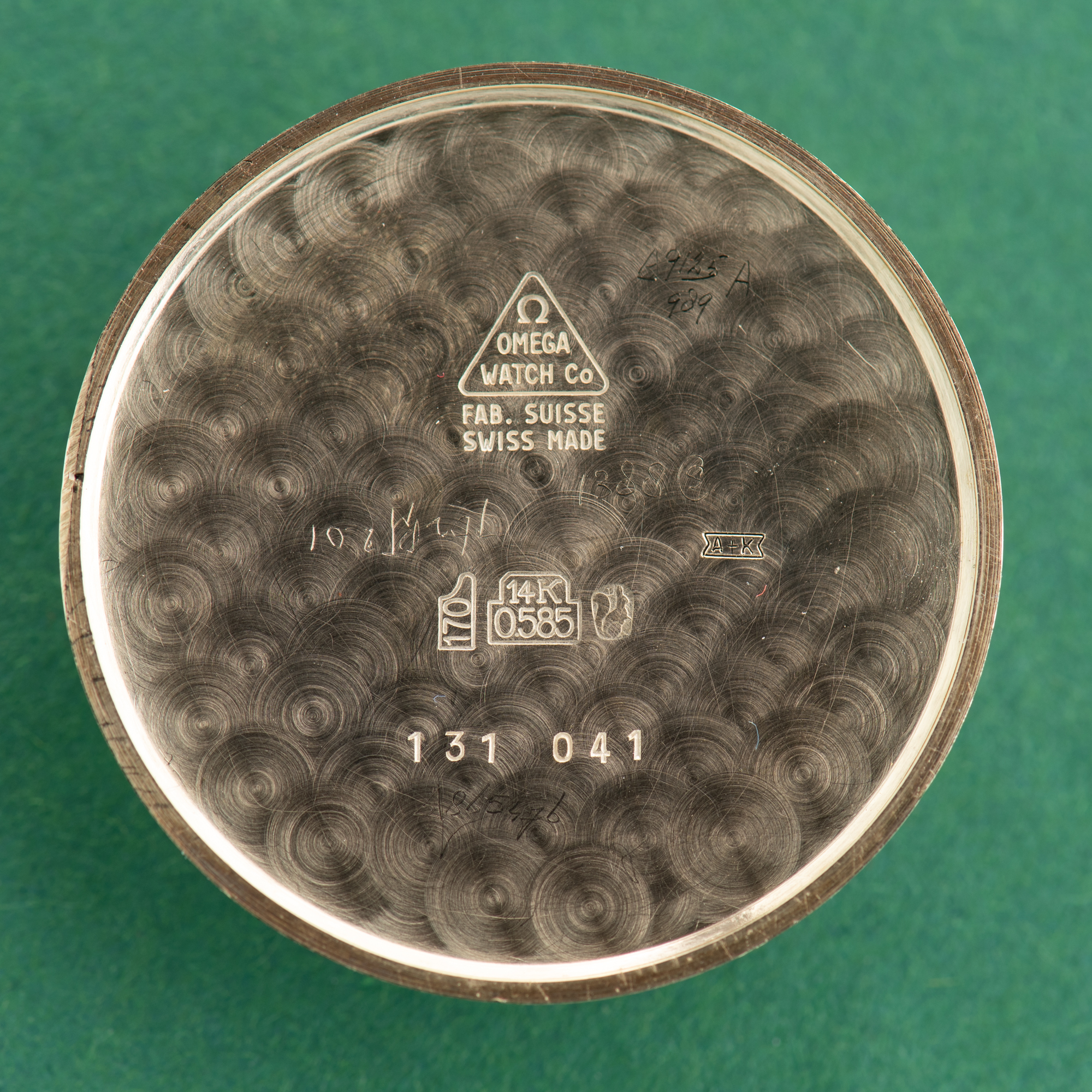 View of Omega Geneva Date Dress Watch 14K Yellow Gold from 1969 Ref 131.041
