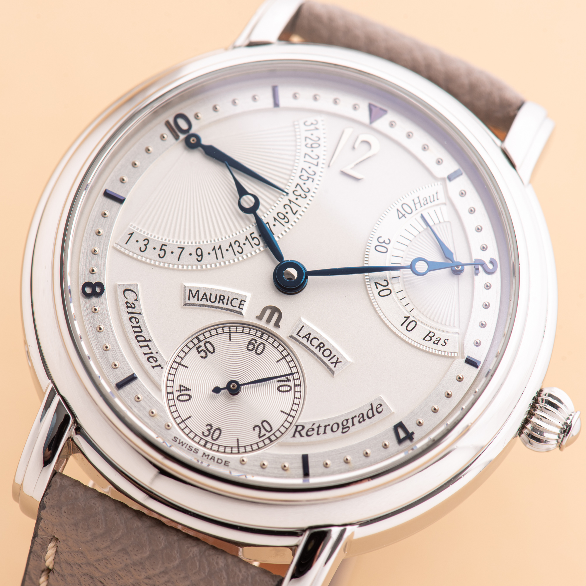 Vue de Maurice Lacroix Masterpiece Calendrier Retrograde Acier Réf MP7068