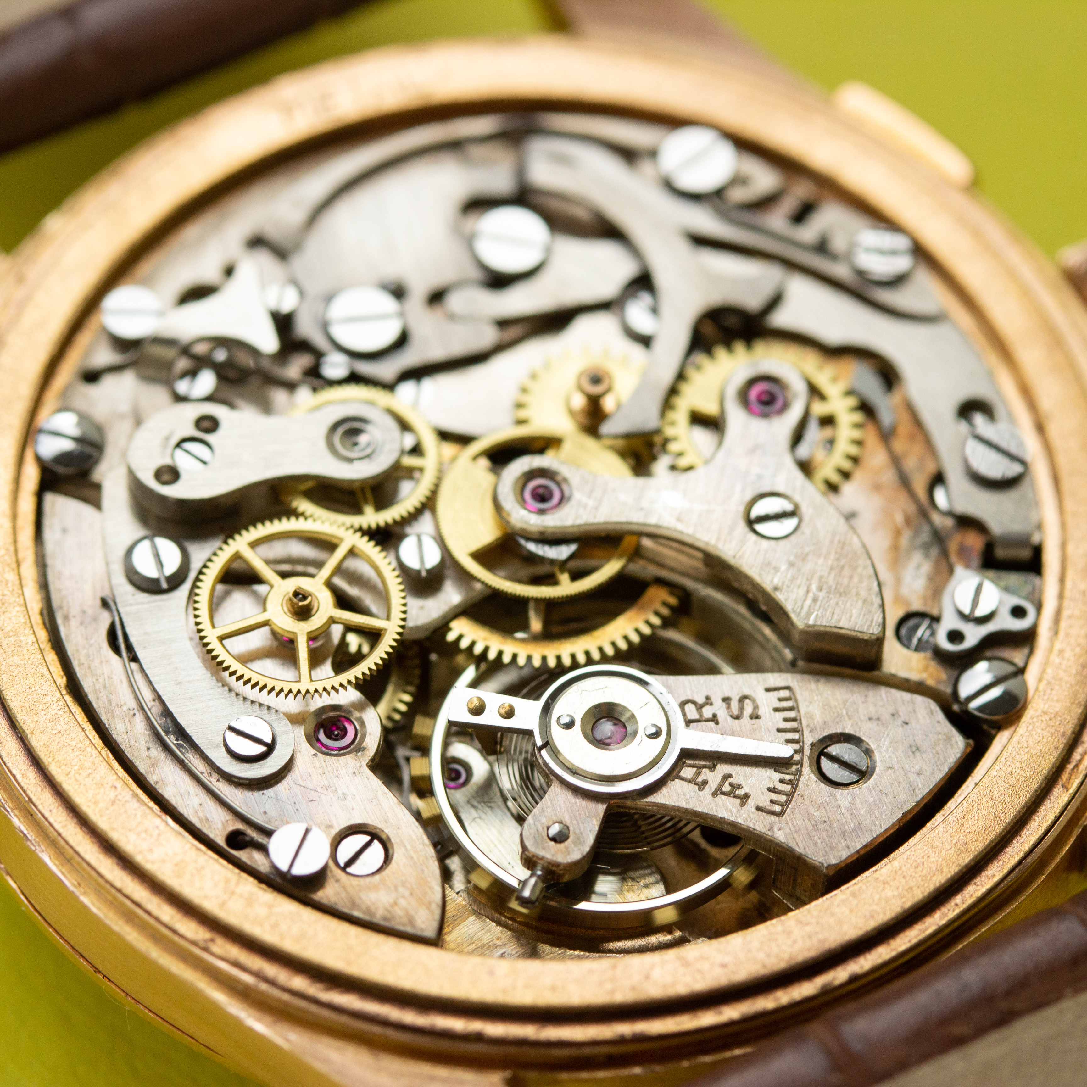 View of Chronograph Switzerland Oversize Copper Dial 18K Rosé Gold
