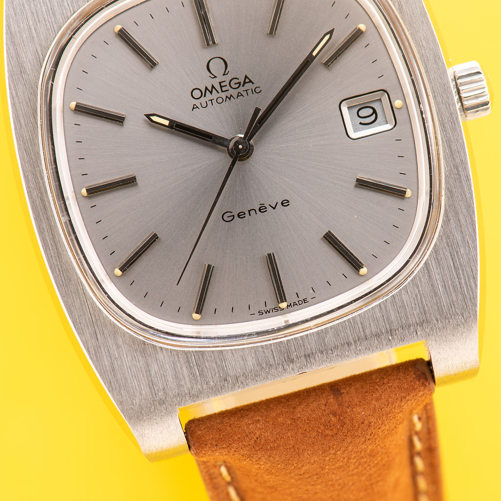 Thumbnail: Omega Genève Automatic Date Square TV from 1974 Réf 166.0190