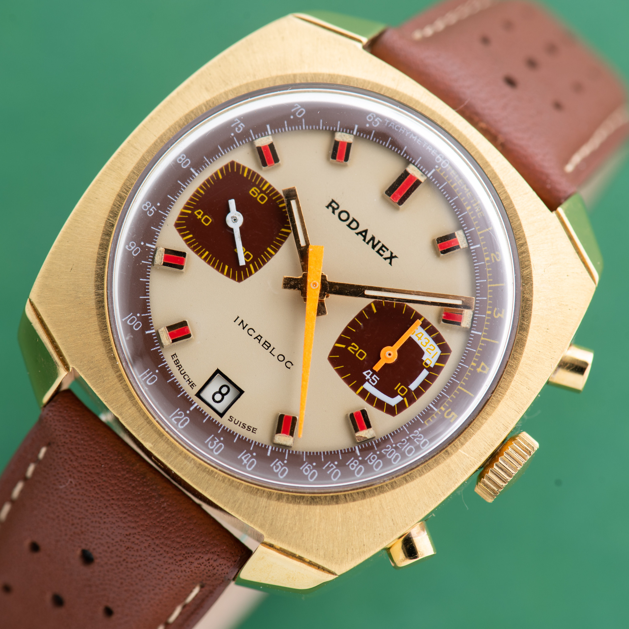 Zicht op Rodanex Chronographe incabloc valjoux 7734