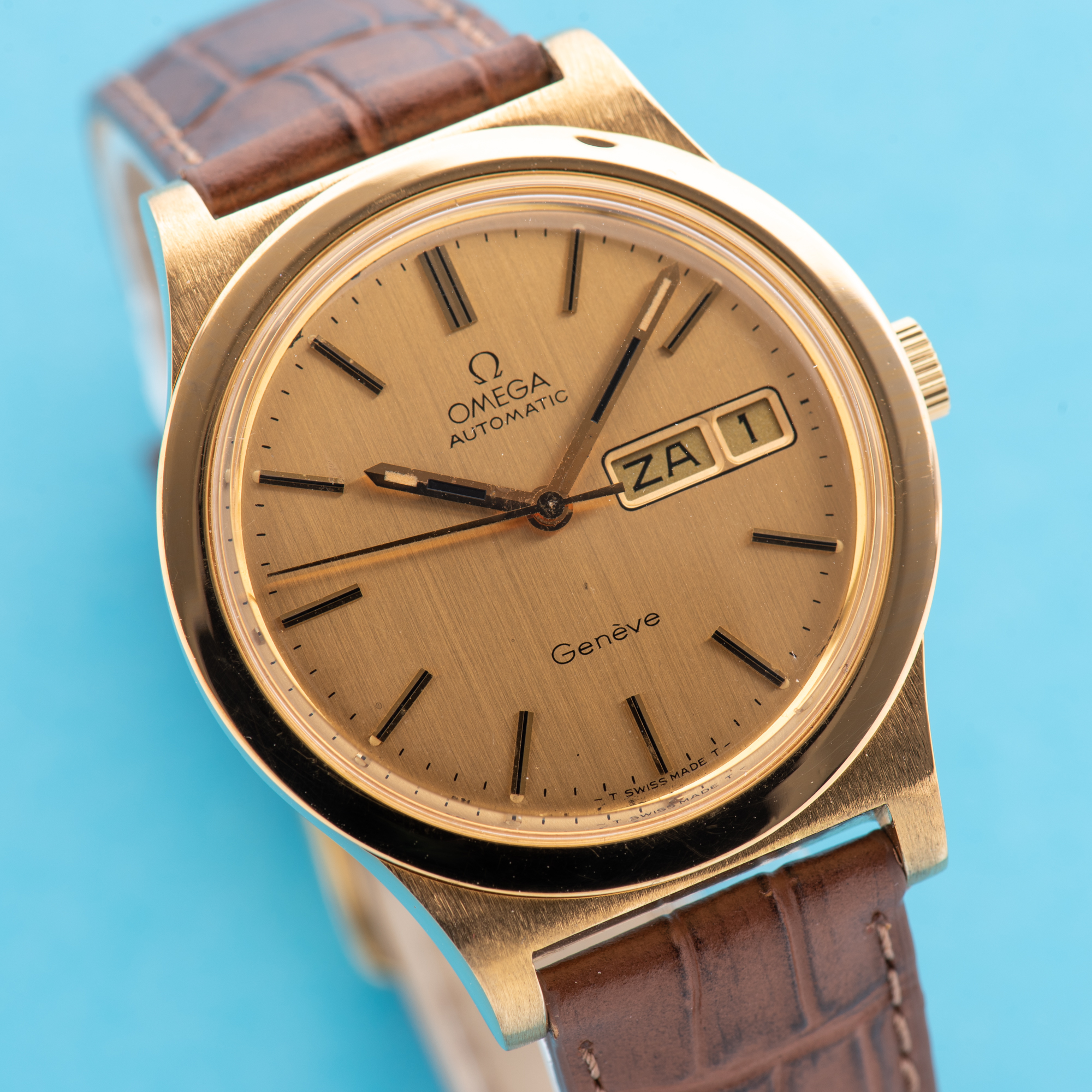 View of Omega Geneva Day Date Automatic Jumbo from 1975 Ref 166.0169