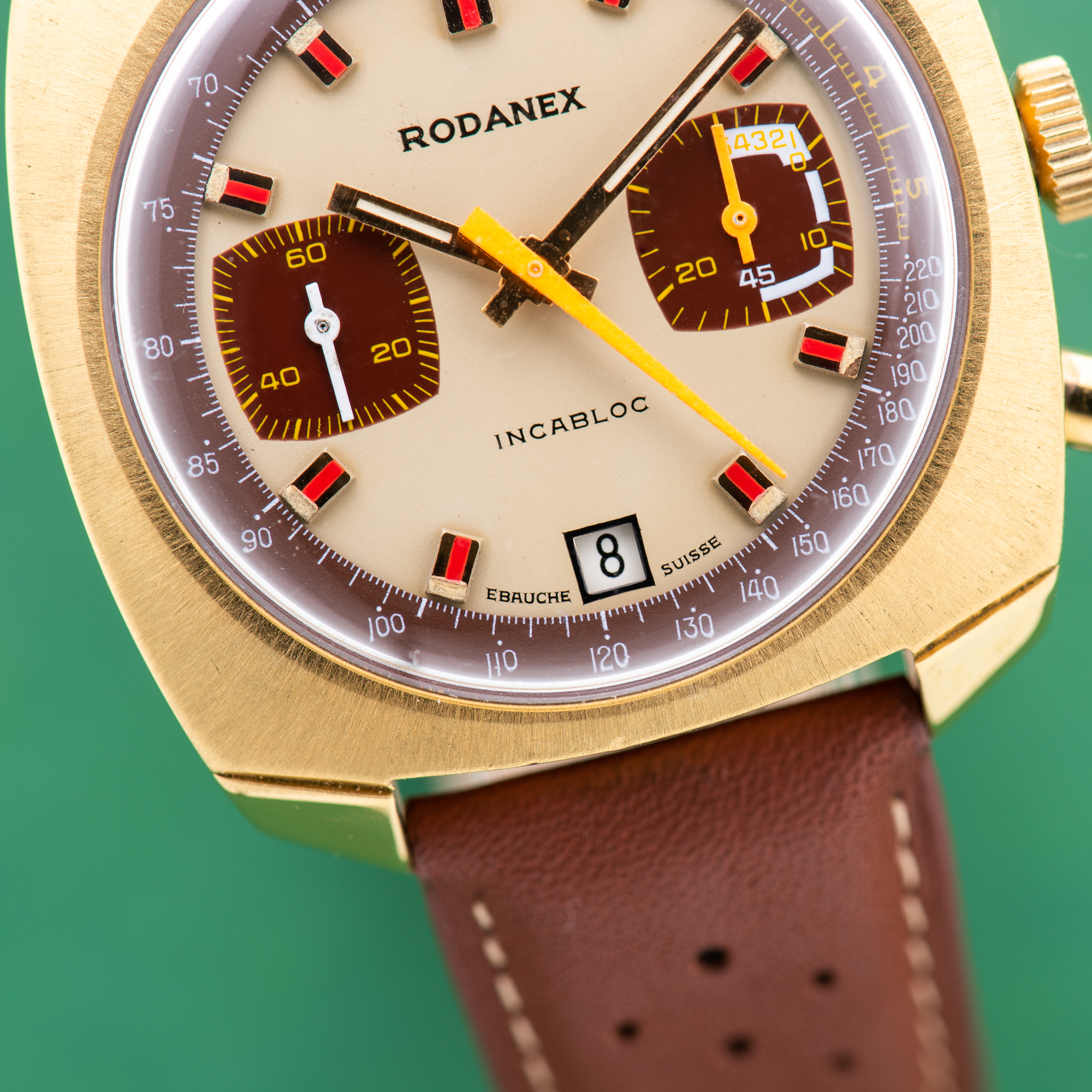 Zicht op Rodanex Chronographe incabloc valjoux 7734