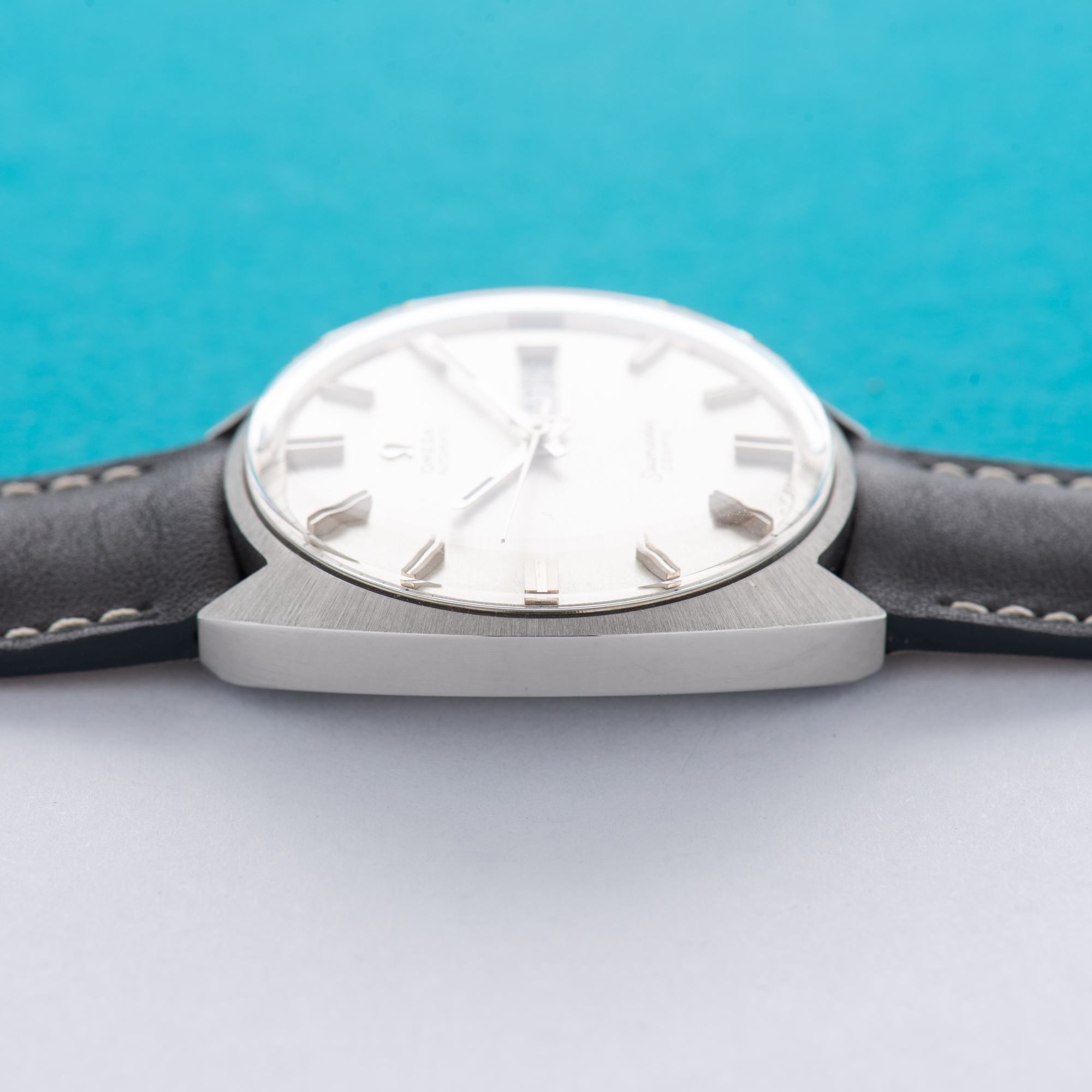 View of Omega Seamaster Cosmic Day Date Automatic Star Dust Dial cal 752 Ref 166.036
