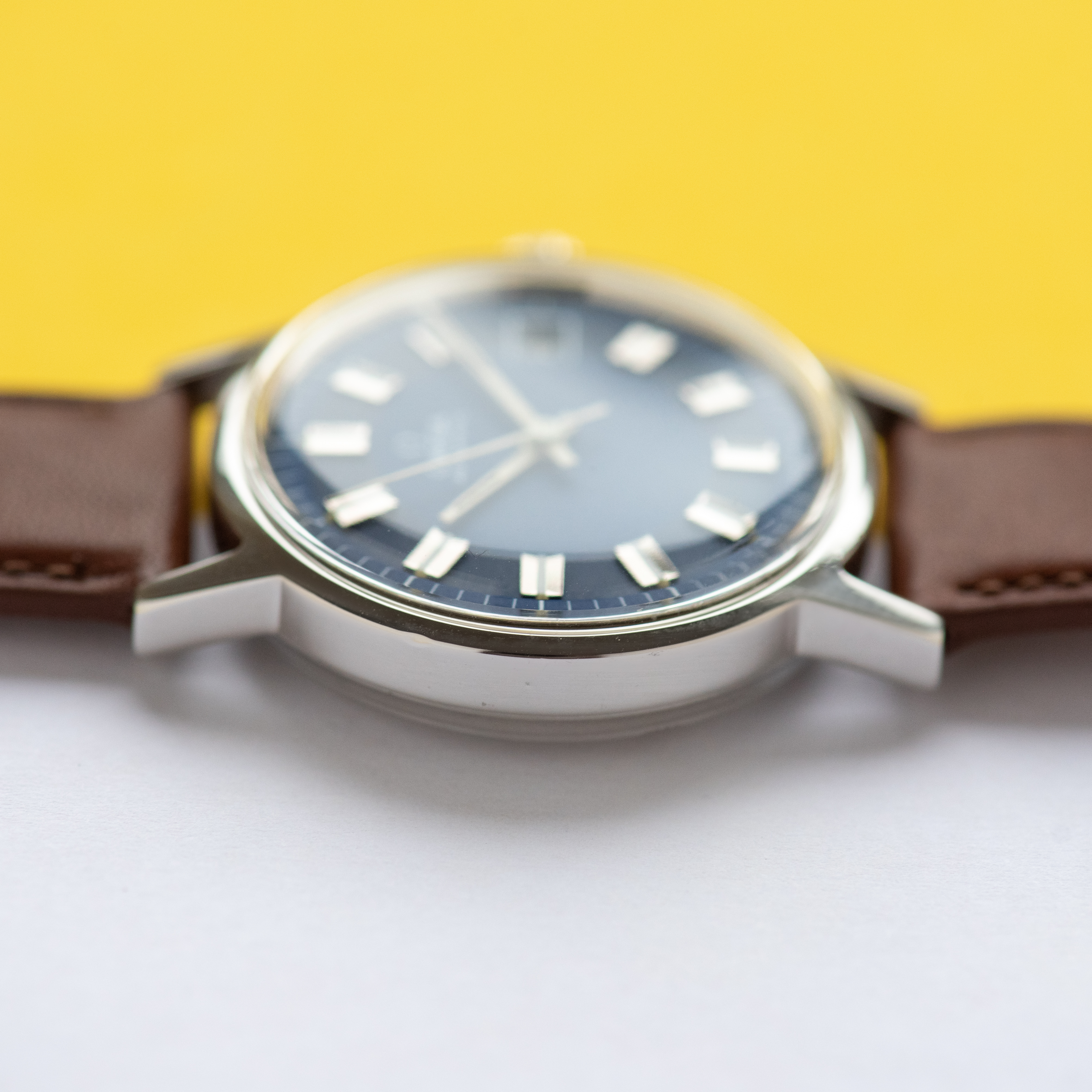 View of Omega Automatic Blue Rare Bullseye Dial Ref 166.0098