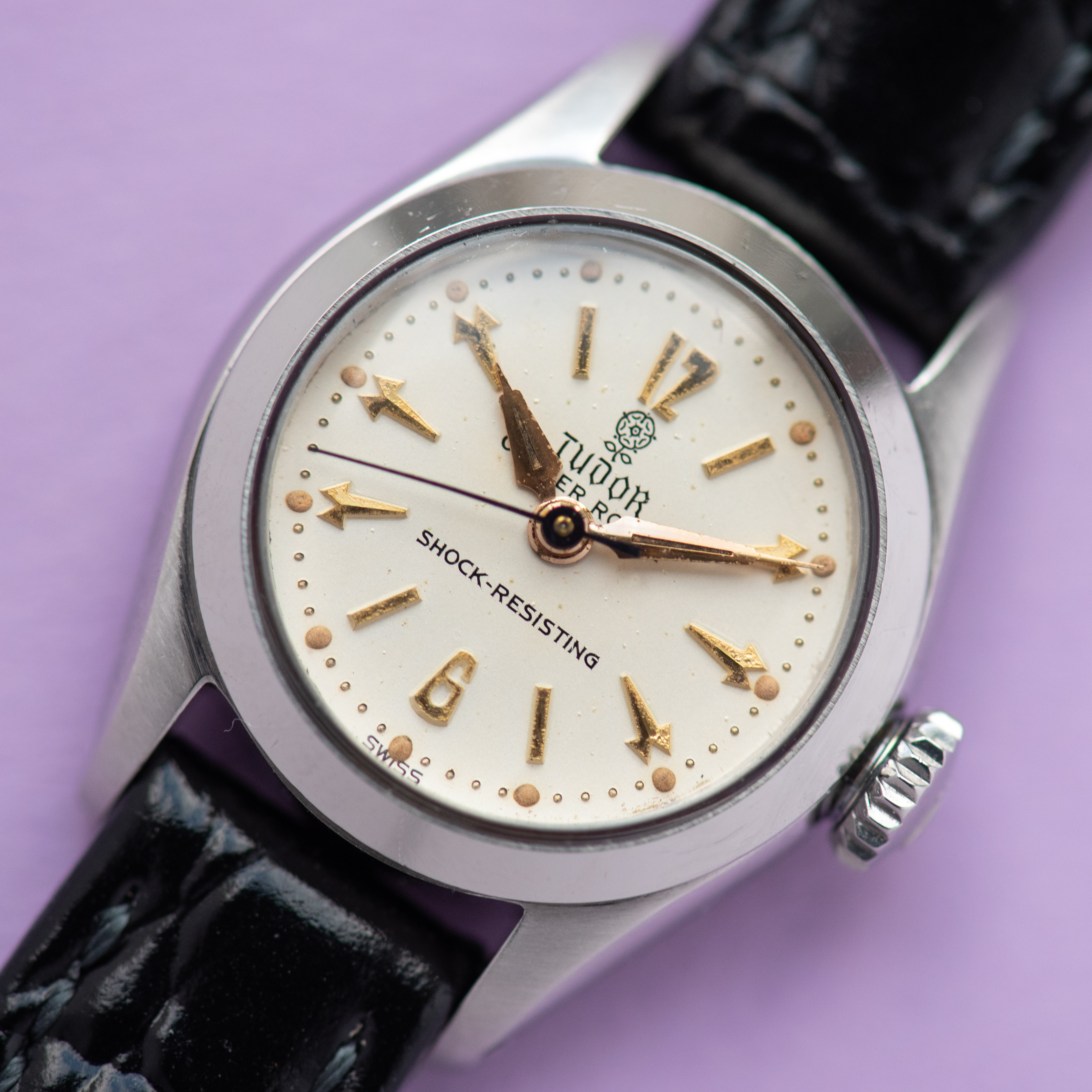 View of Tudor Small Rose Oyster Royal Shock-Resisting Réf 7935 from 1957