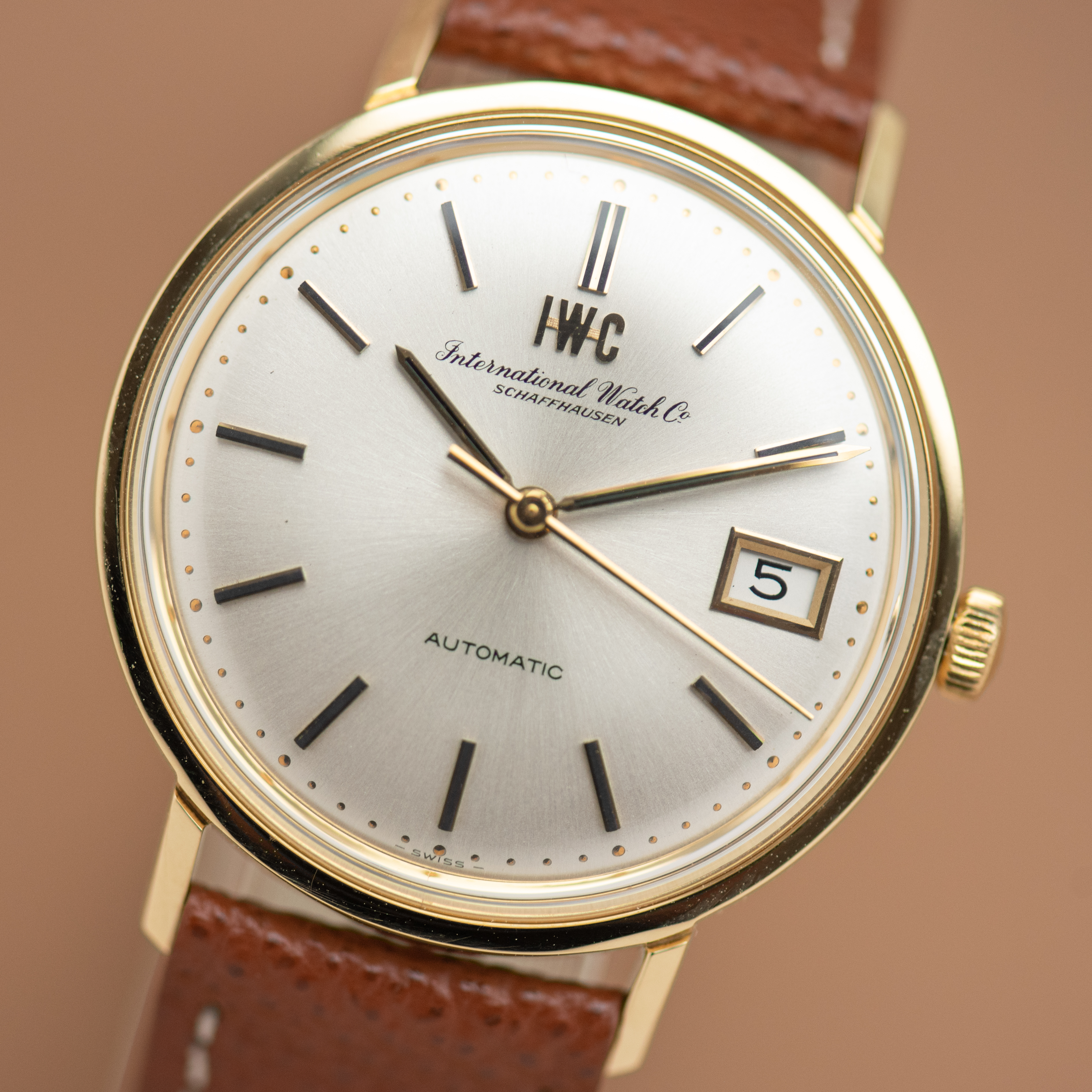 View of IWC Dress Watch Automatic Date Pellaton Ref 1818 Cal C.8541B