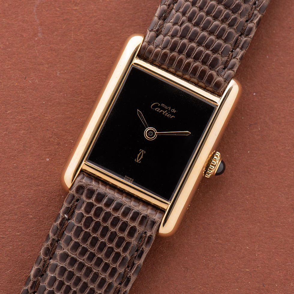 Thumbnail: Cartier Must de Tank de Must Vermeil PM Onyx Black Spider Dial