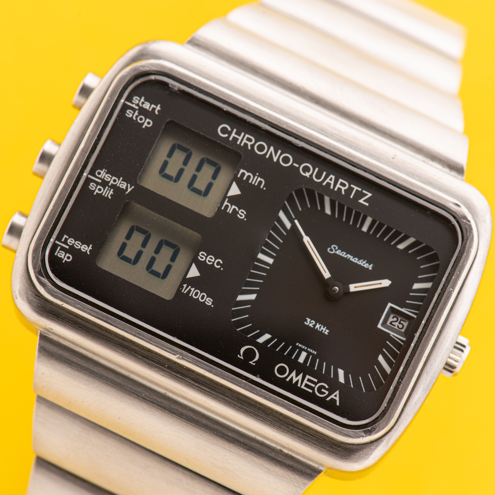 View of Omega Seamaster 32KHz Chrono-Quartz Albatros Olympic Games Montreal 1976 Ref 396