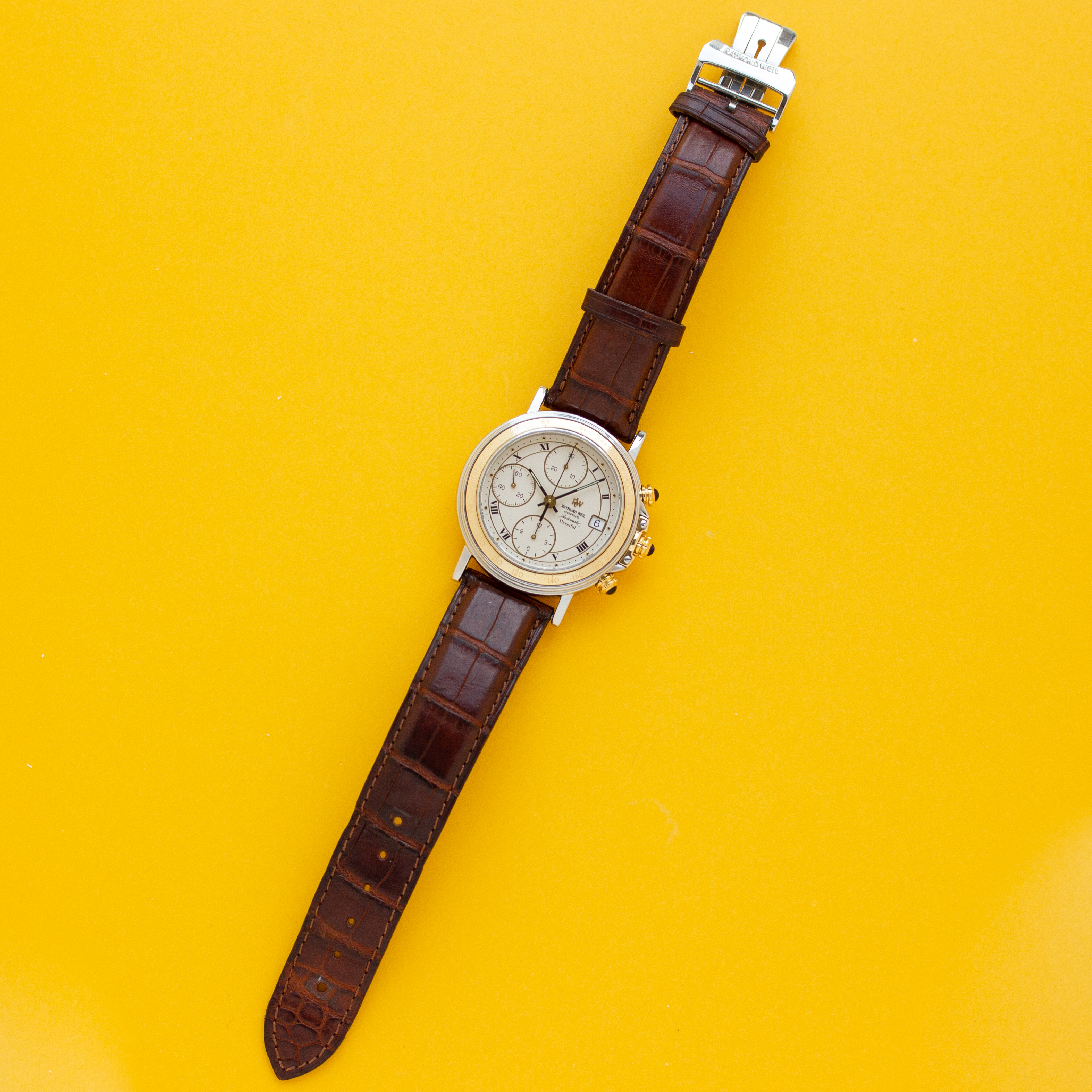Zicht op Raymond Weil Parsifal Automatic Chronograph 18K Gold/Staal ref 7789