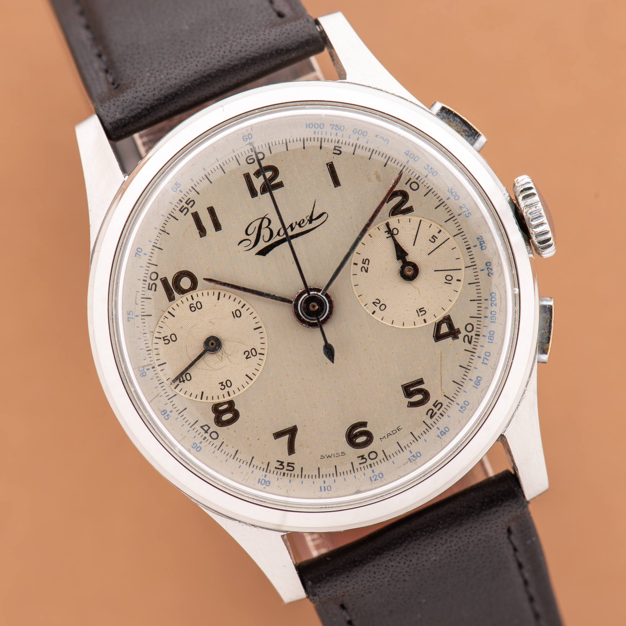Zicht op Bovet Chronogaph 1940s Landeron 51
