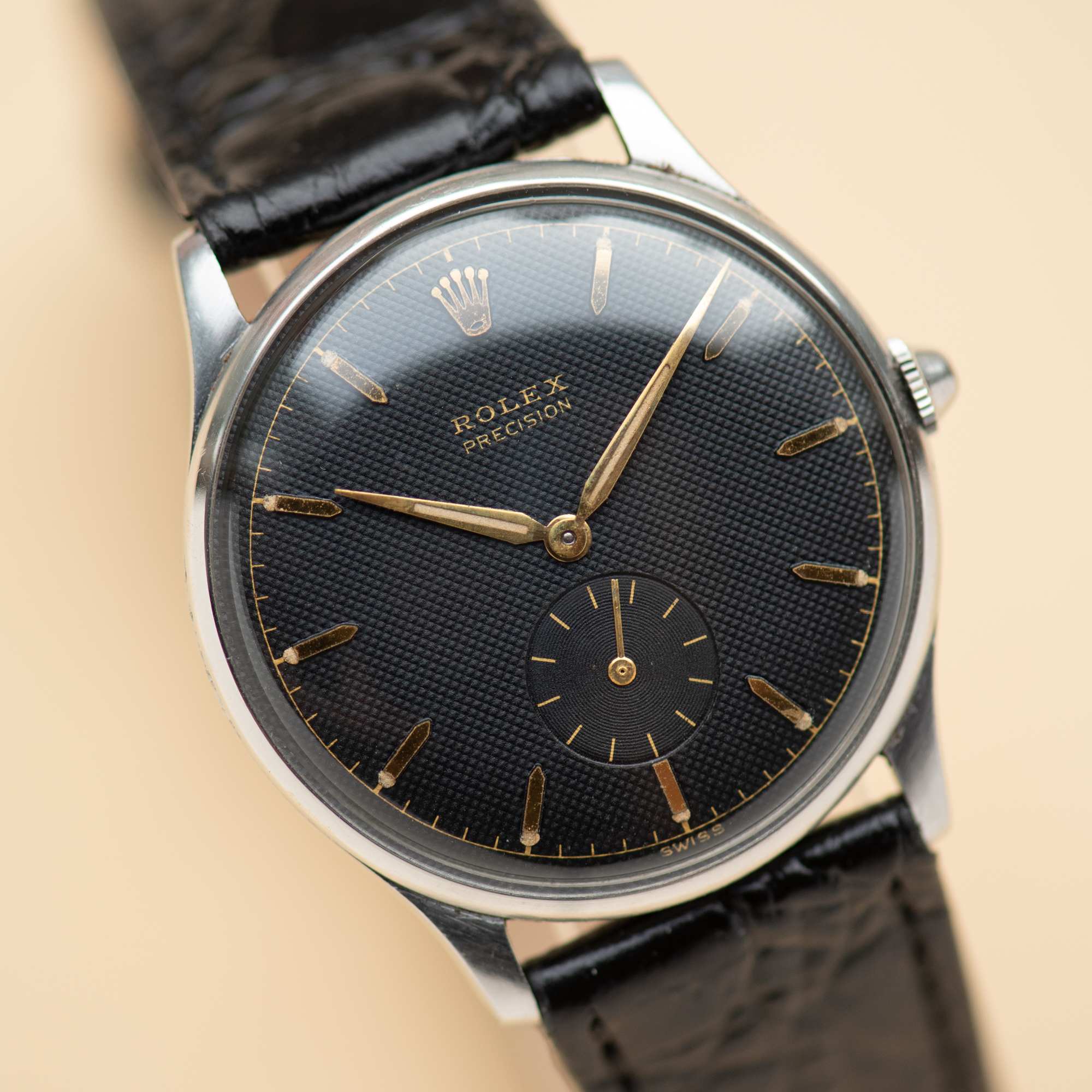 Vue de Rolex Precision Honeycomb texture black dial PIECE UNIQUE Réf 3540