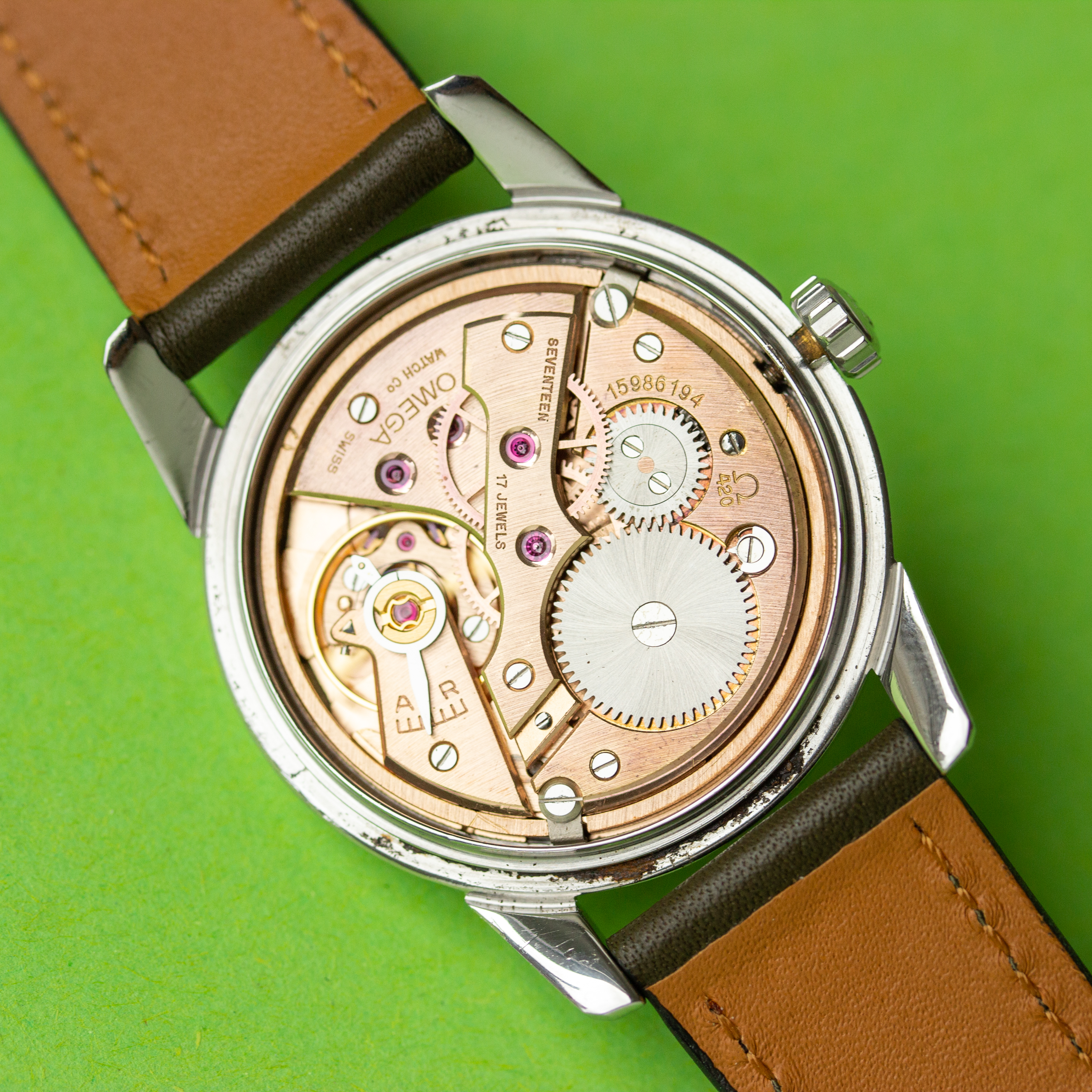 View of Omega Seamaster Patina Beefy Lugs Ref 2759