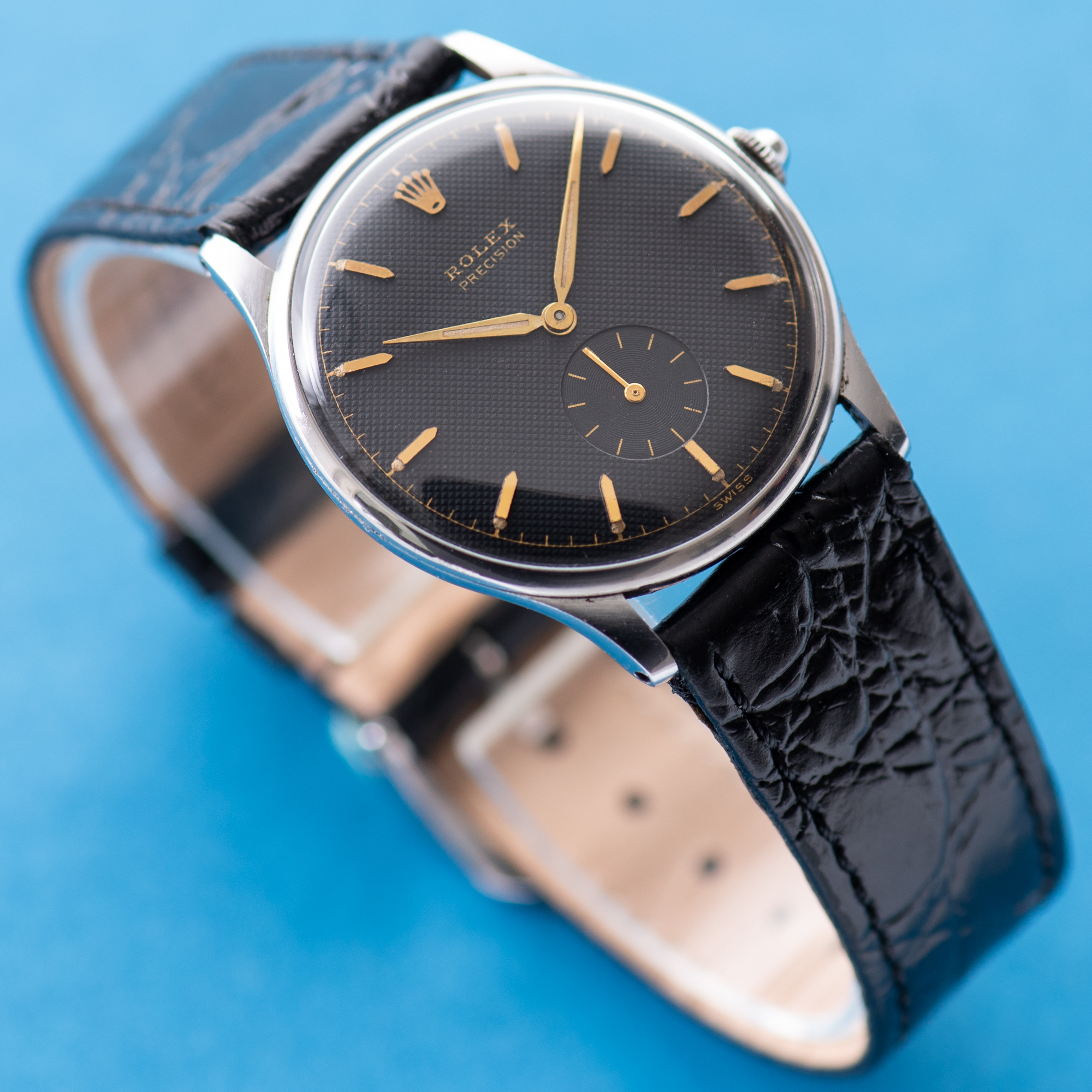 Vue de Rolex Precision Honeycomb texture black dial PIECE UNIQUE Réf 3540