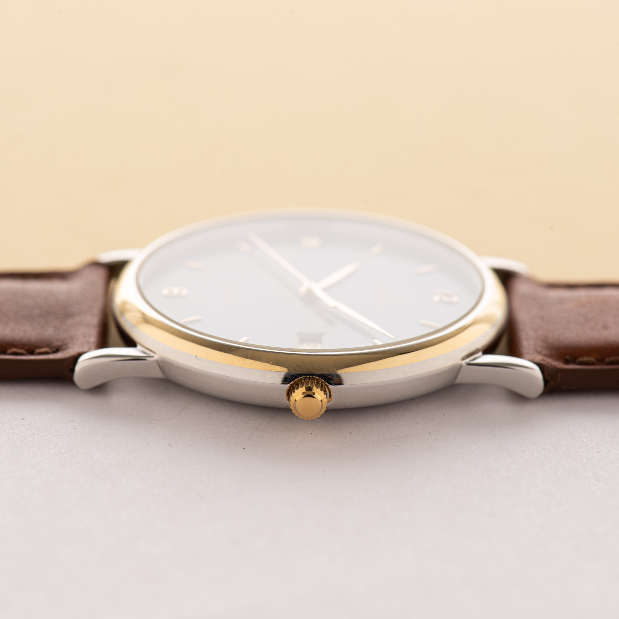 View of Omega de Ville Quartz Gold Steel Blue Dial Ref 196 2430