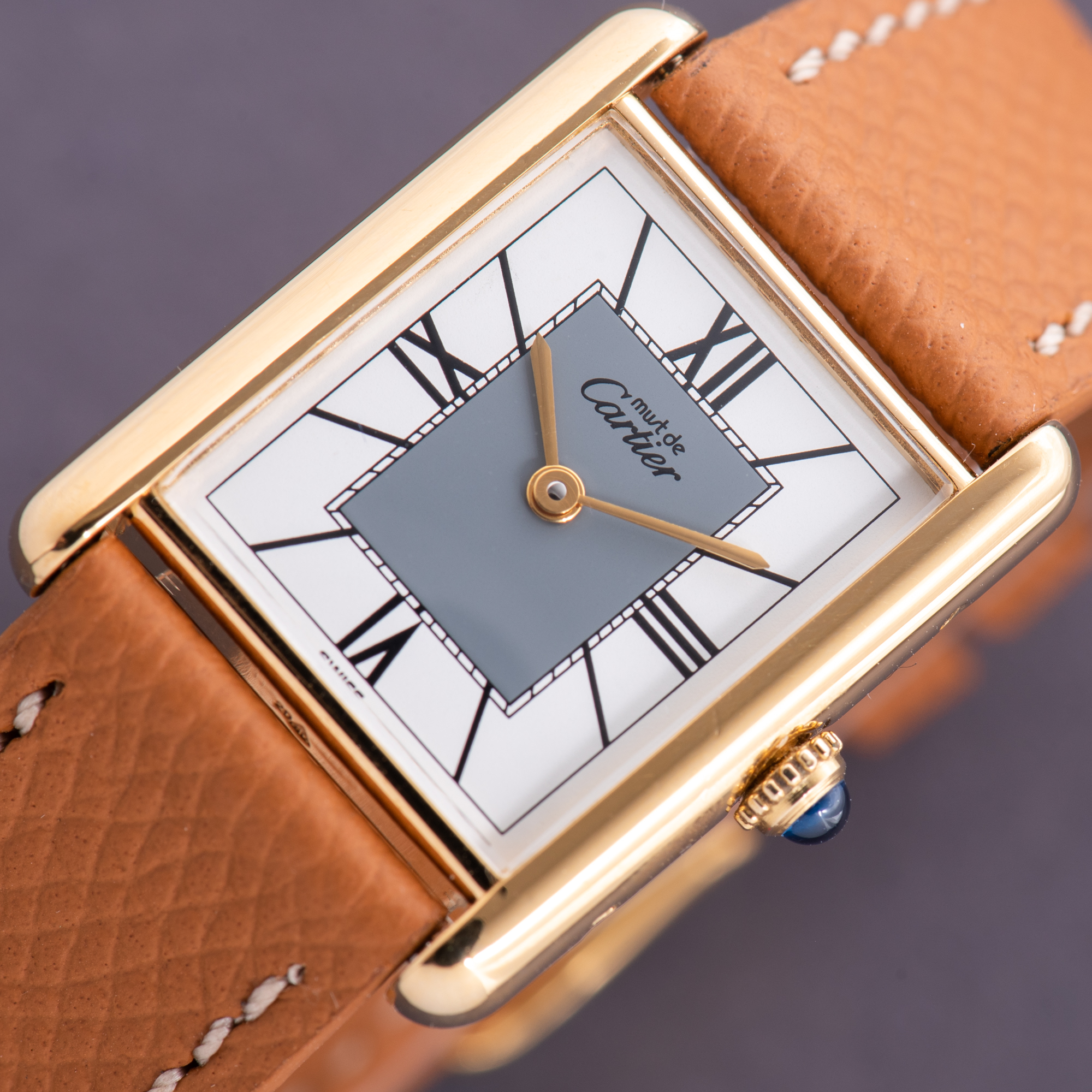 View of Cartier Tank De Must Vermeil Grand Large Model Full Set Réf 590005