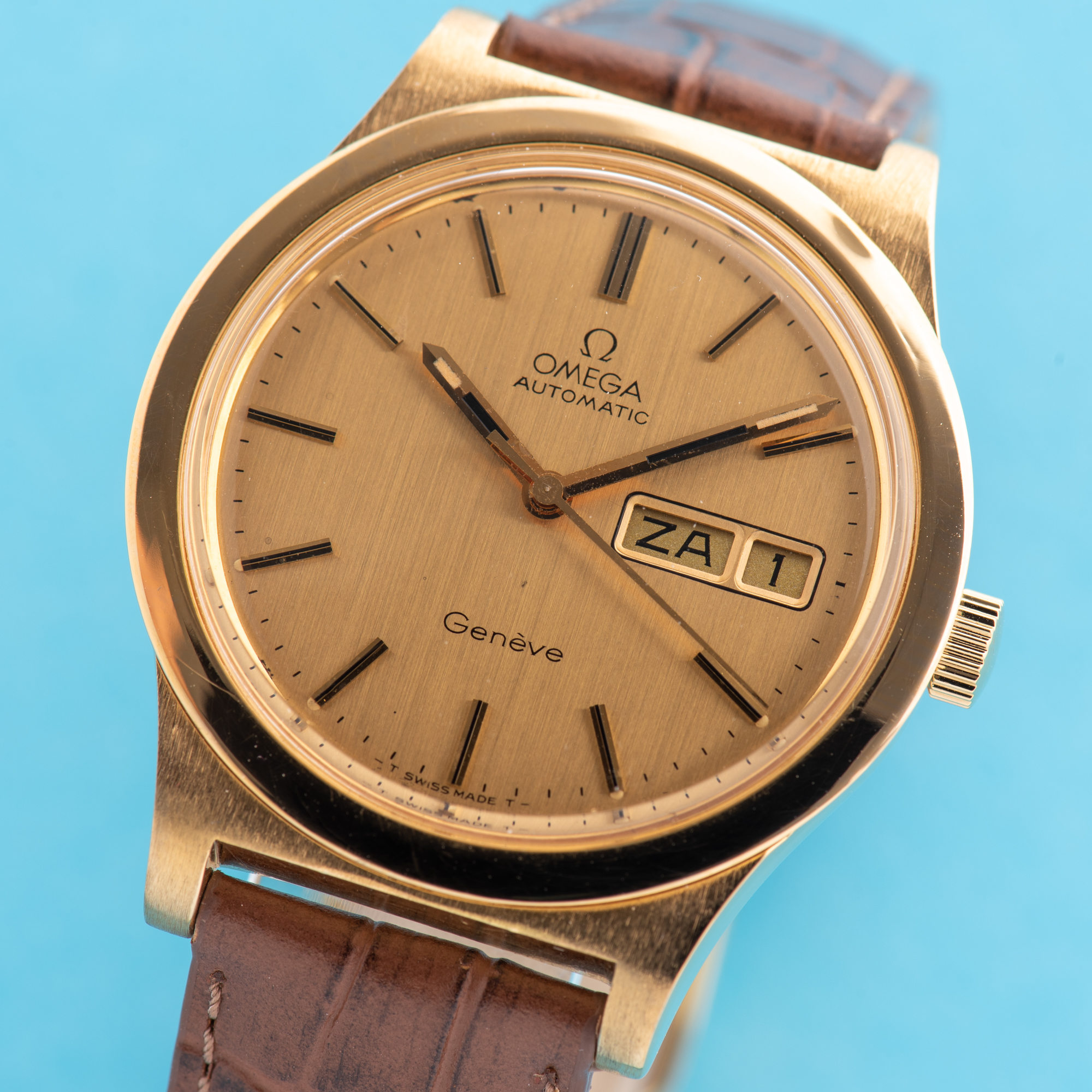 View of Omega Geneva Day Date Automatic Jumbo from 1975 Ref 166.0169