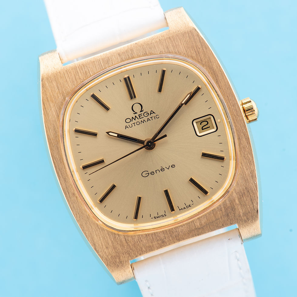 Thumbnail: Omega Genève Automatic Date Champagne TV Case From 1973 Réf 166.0190