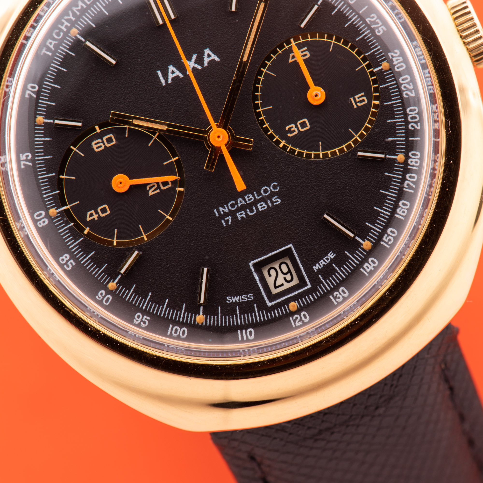 View of Iaxa Incabloc Chronograph 17rubis valjoux 7734