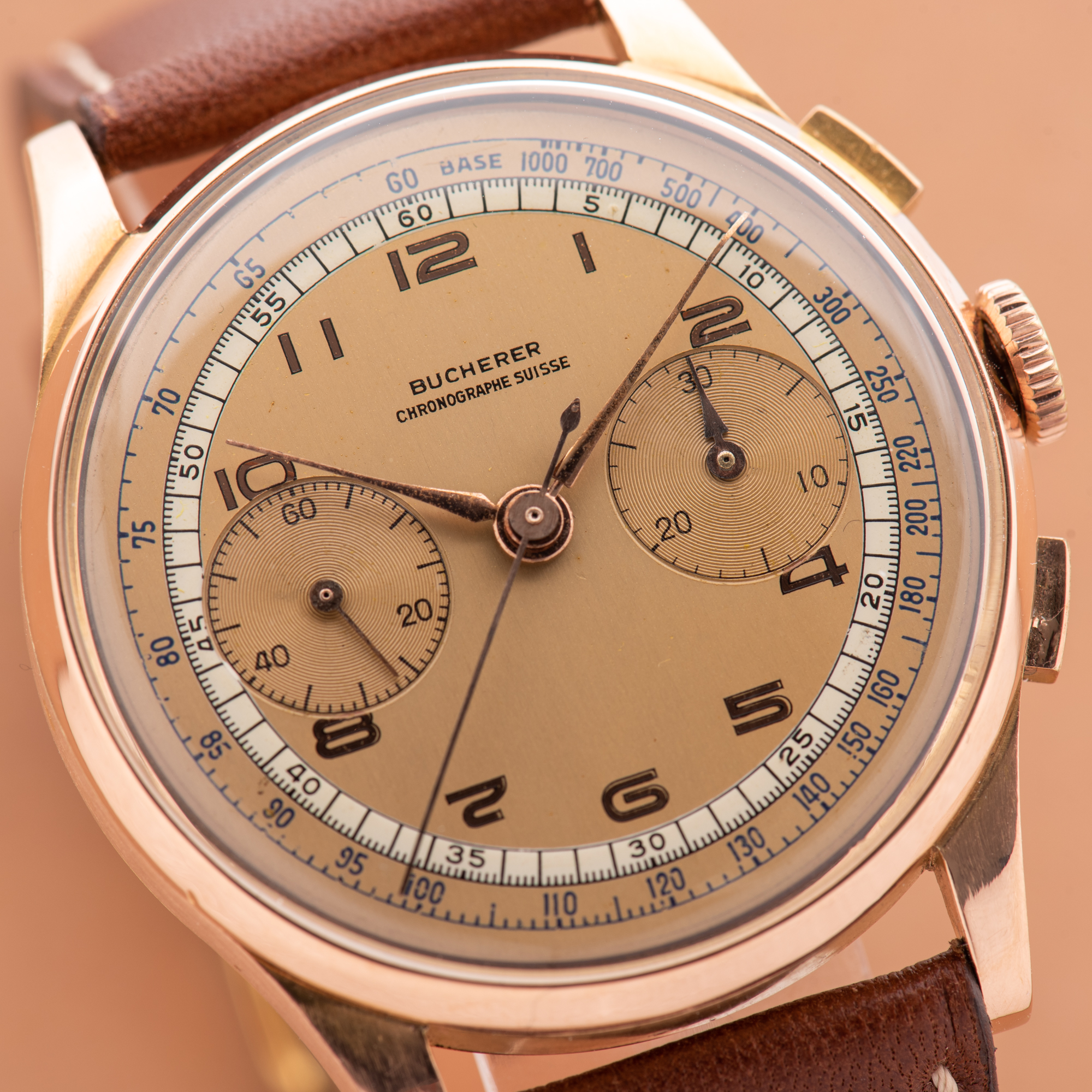 View of Bucherer Bi-Compax Chronograph Suisse 18K Rosé Gold Oversize