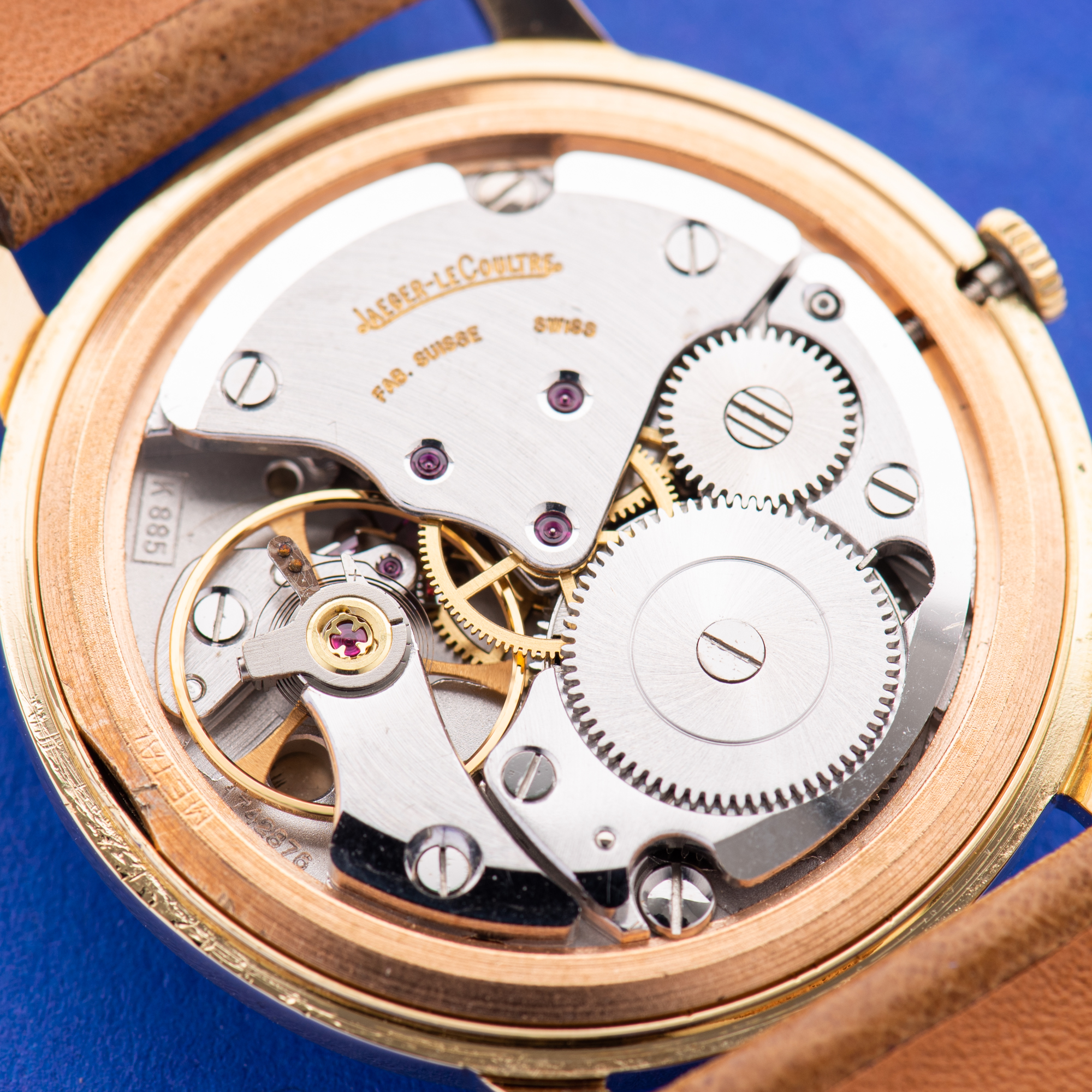 View of Jaeger LeCoultre Dress centre seconds 18k gold 1967 Ref 20002