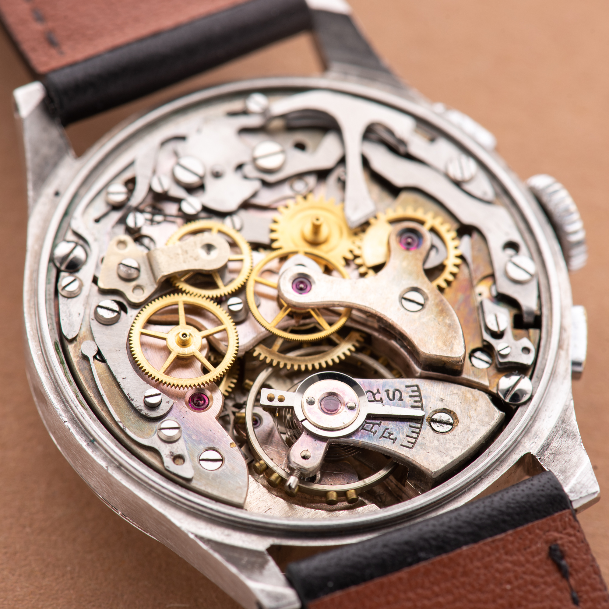 Zicht op Bovet Chronogaph 1940s Landeron 51