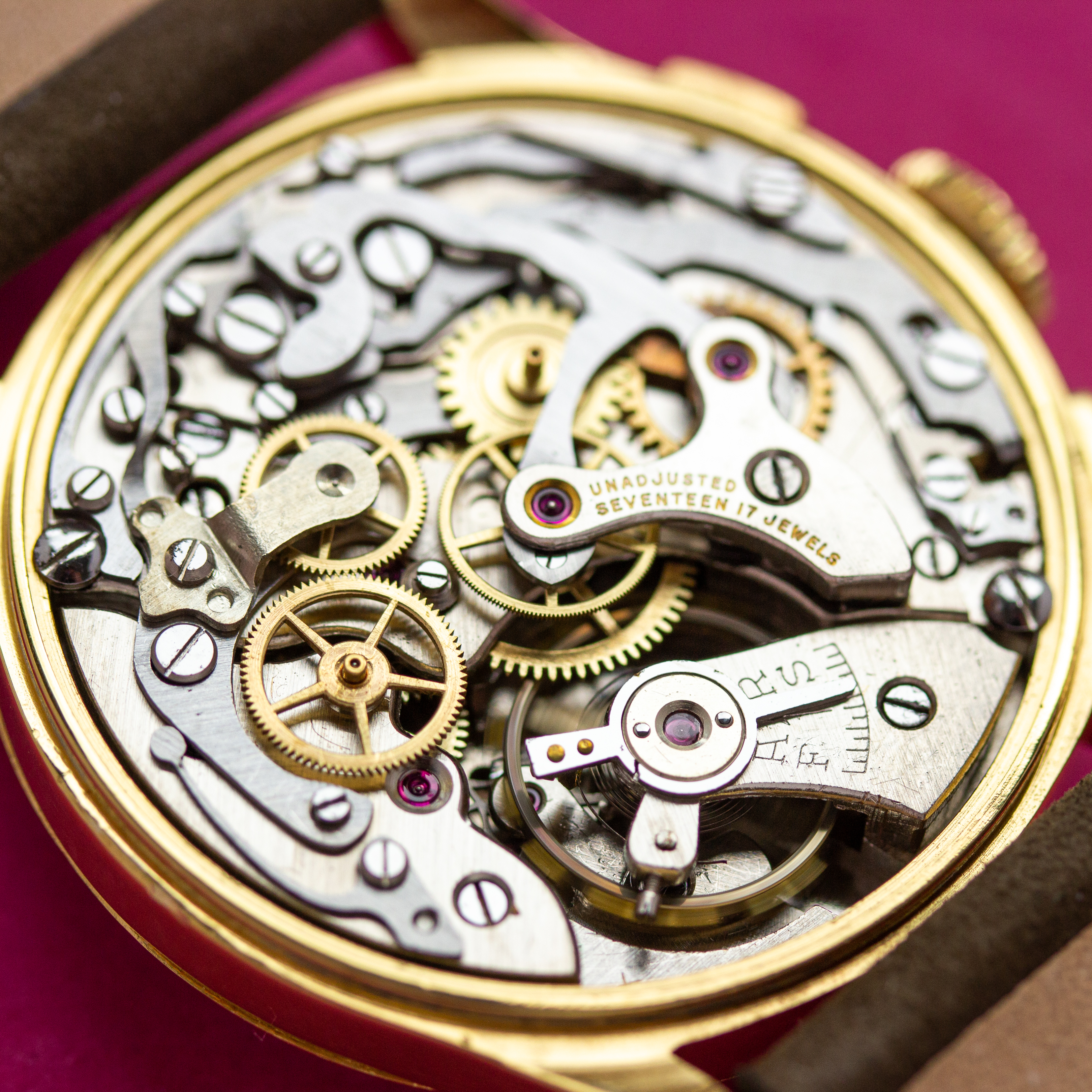 View of Bovet Chronograph Radium Dial Landeron 51