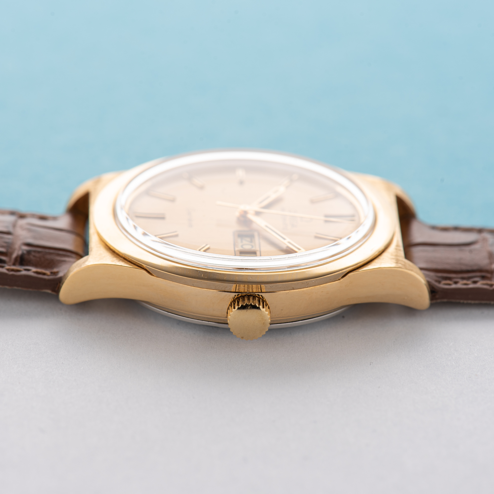 View of Omega Geneva Day Date Automatic Jumbo from 1975 Ref 166.0169