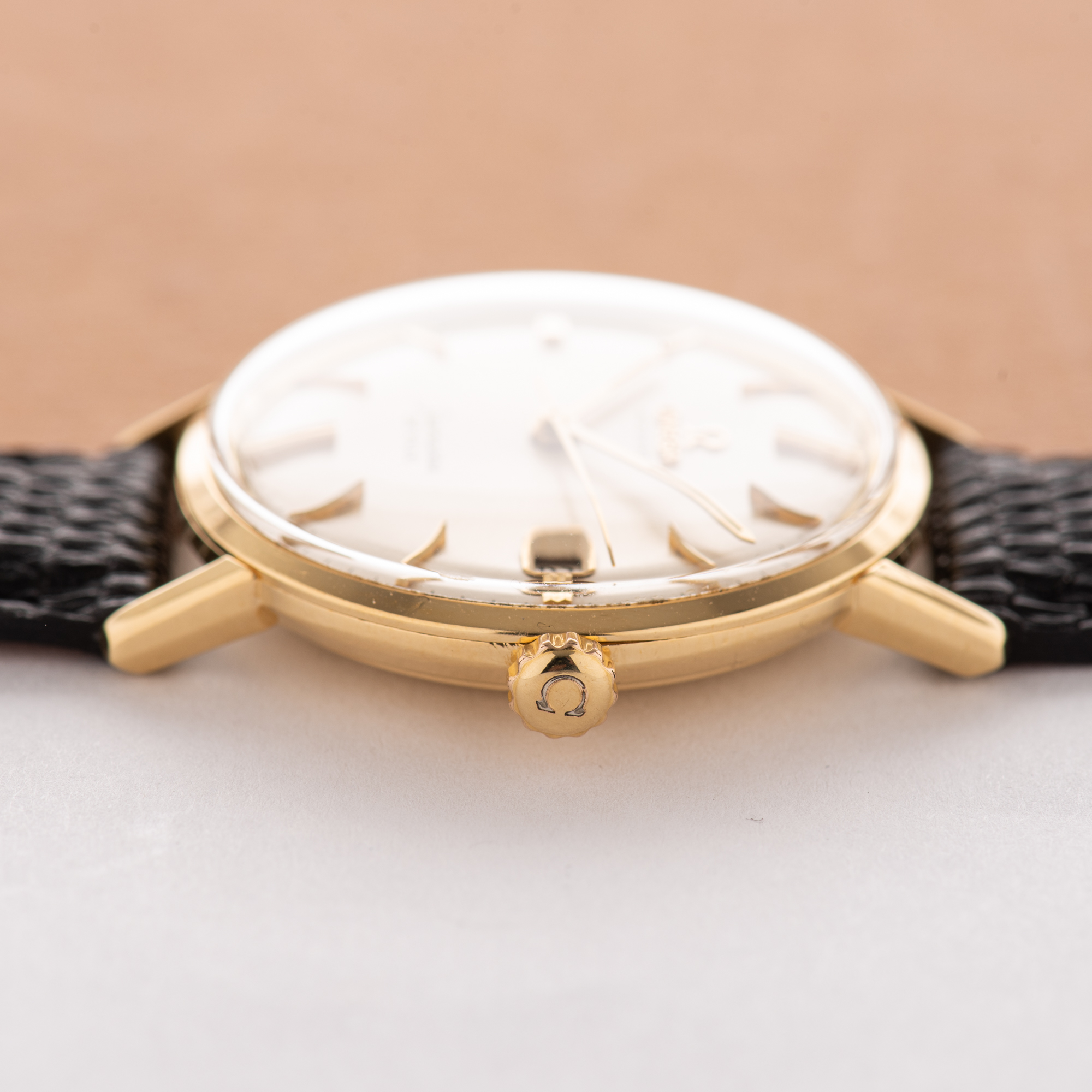 View of Omega Seamaster De Ville Date Automatic 18K Yellow Gold Ref 166,020 from 1962