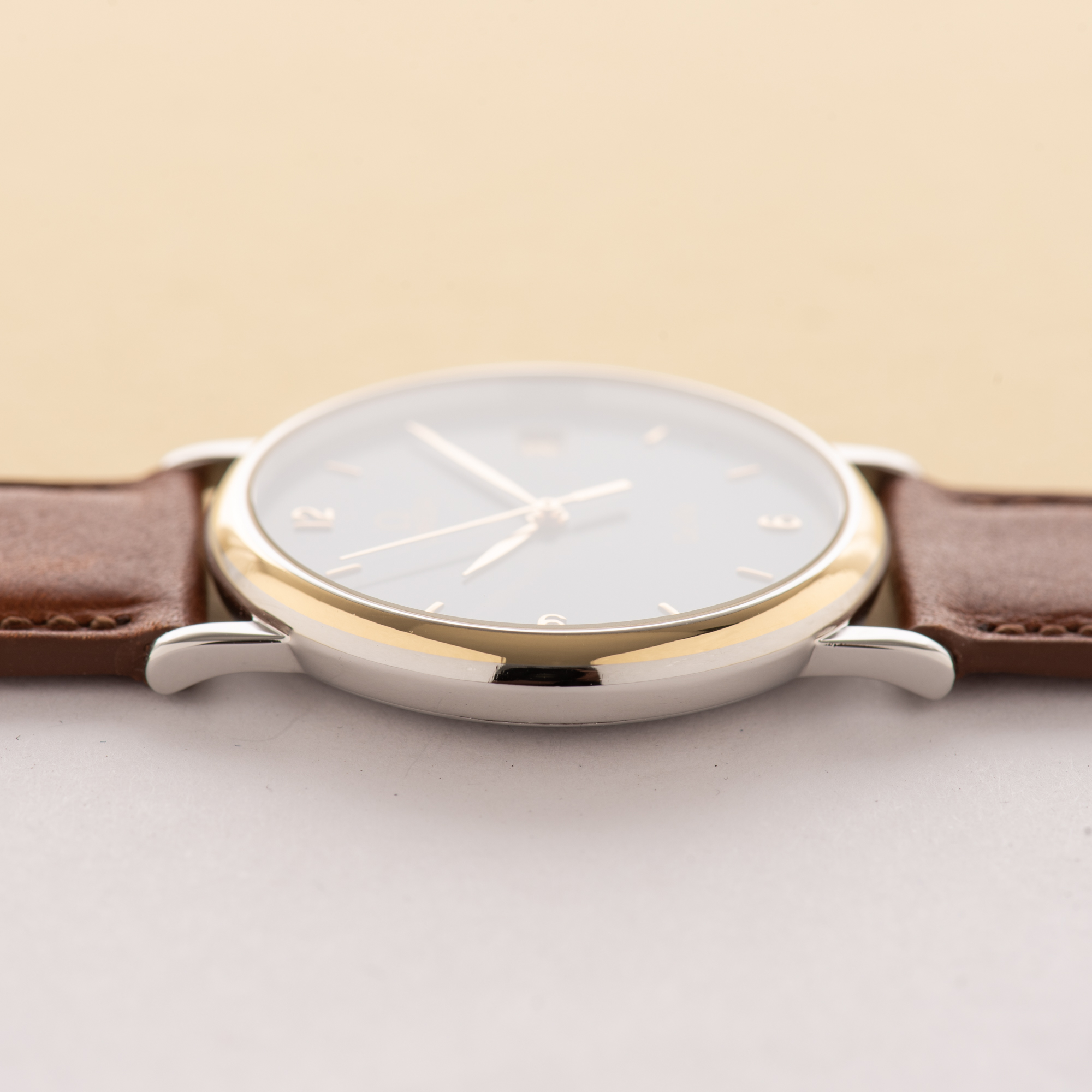 View of Omega de Ville Quartz Gold Steel Blue Dial Ref 196 2430