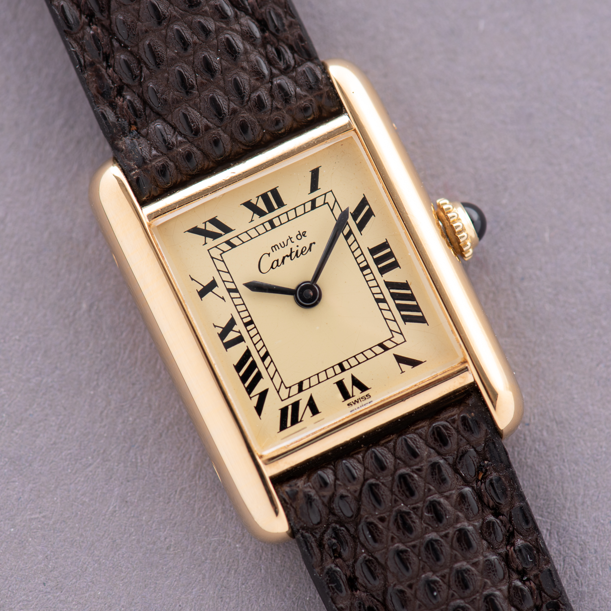 Vue de Cartier Must de Tank Vermeil Roman Lemon Dial Full Set 1980