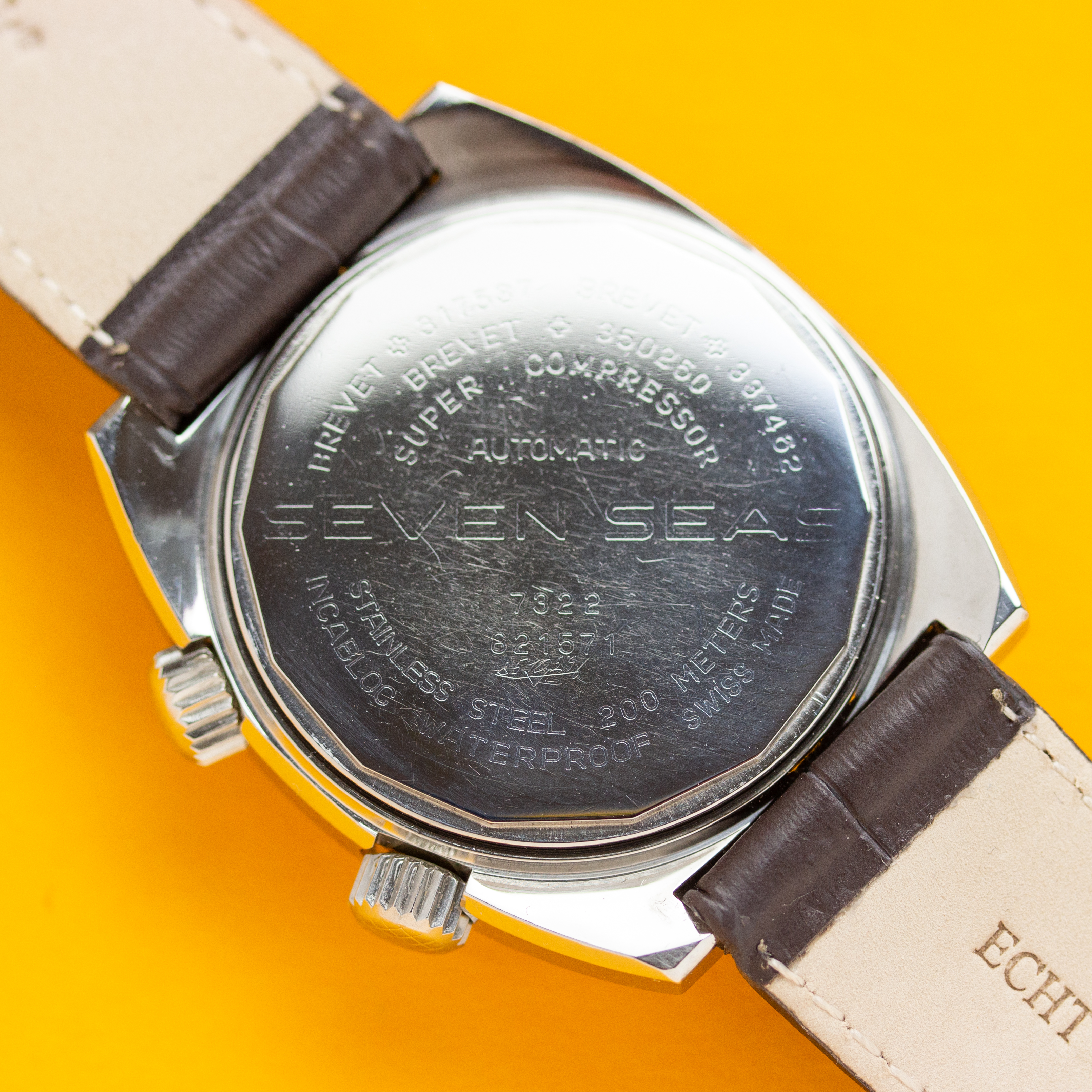 View of IAXA Seven Seas Automatic Super Compressor Diver Piquerez SA EPSA ref 7322