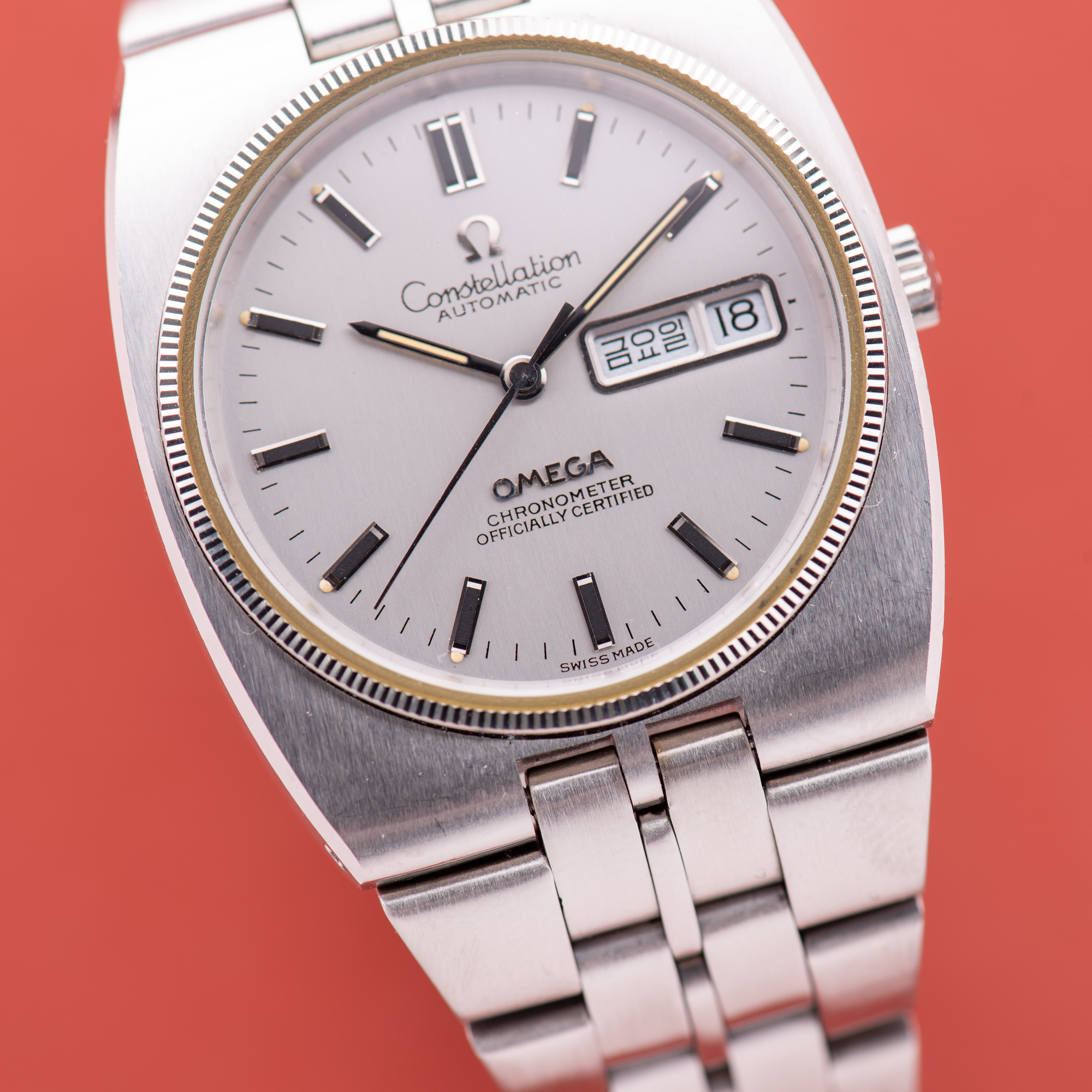 View of Omega Constellation Day Date (North) Korea Day from 1972 Ref 168.0054
