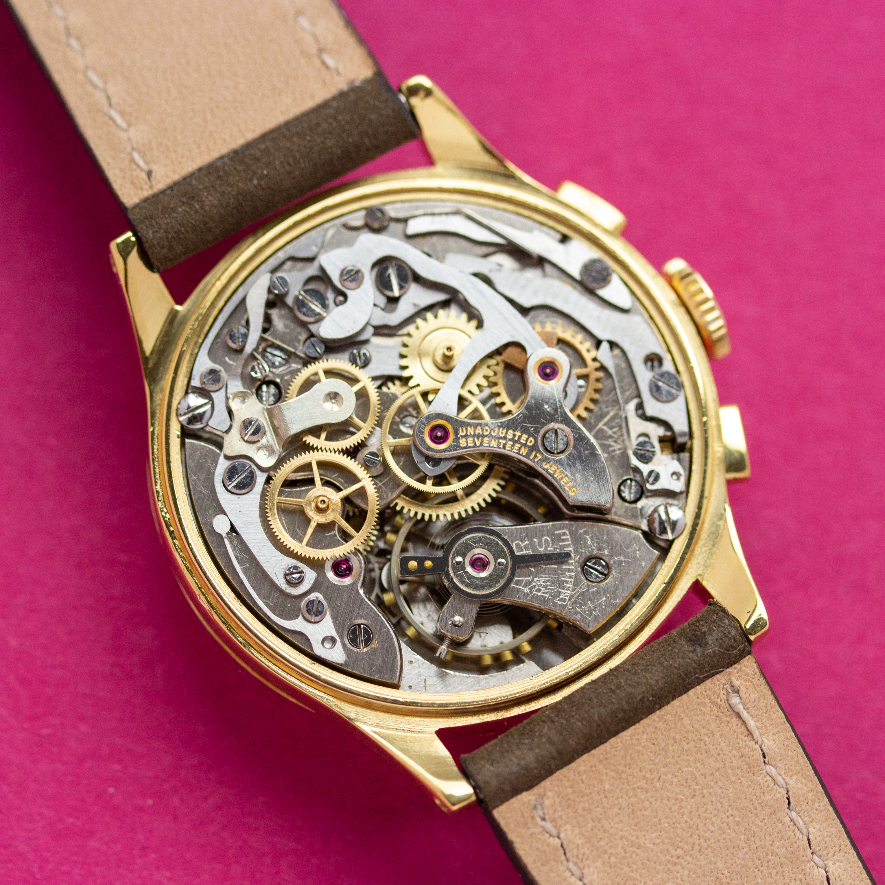 View of Bovet Chronograph Radium Dial Landeron 51