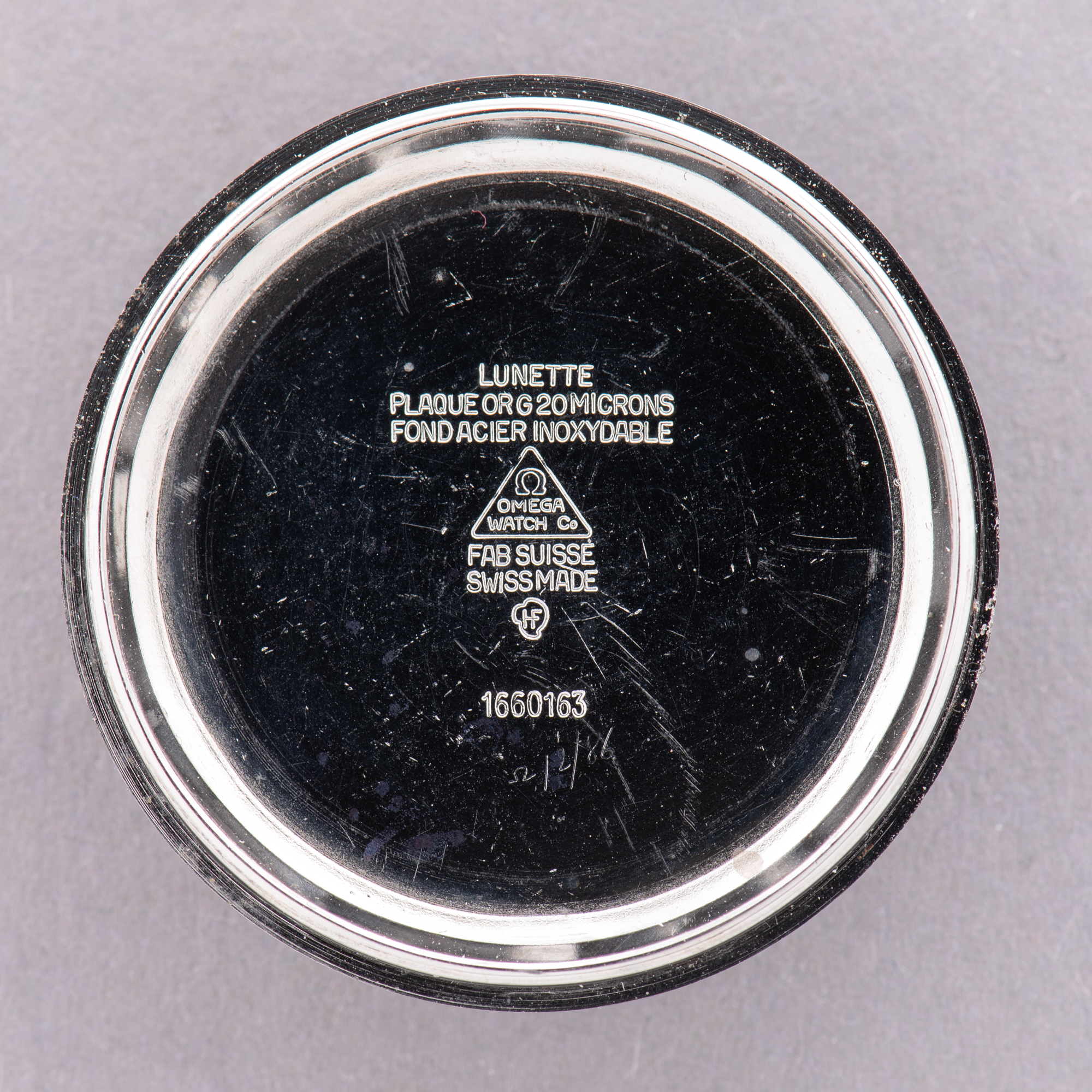 View of Omega Genève Automatic Date HF case From 1973 Ref 166.0163