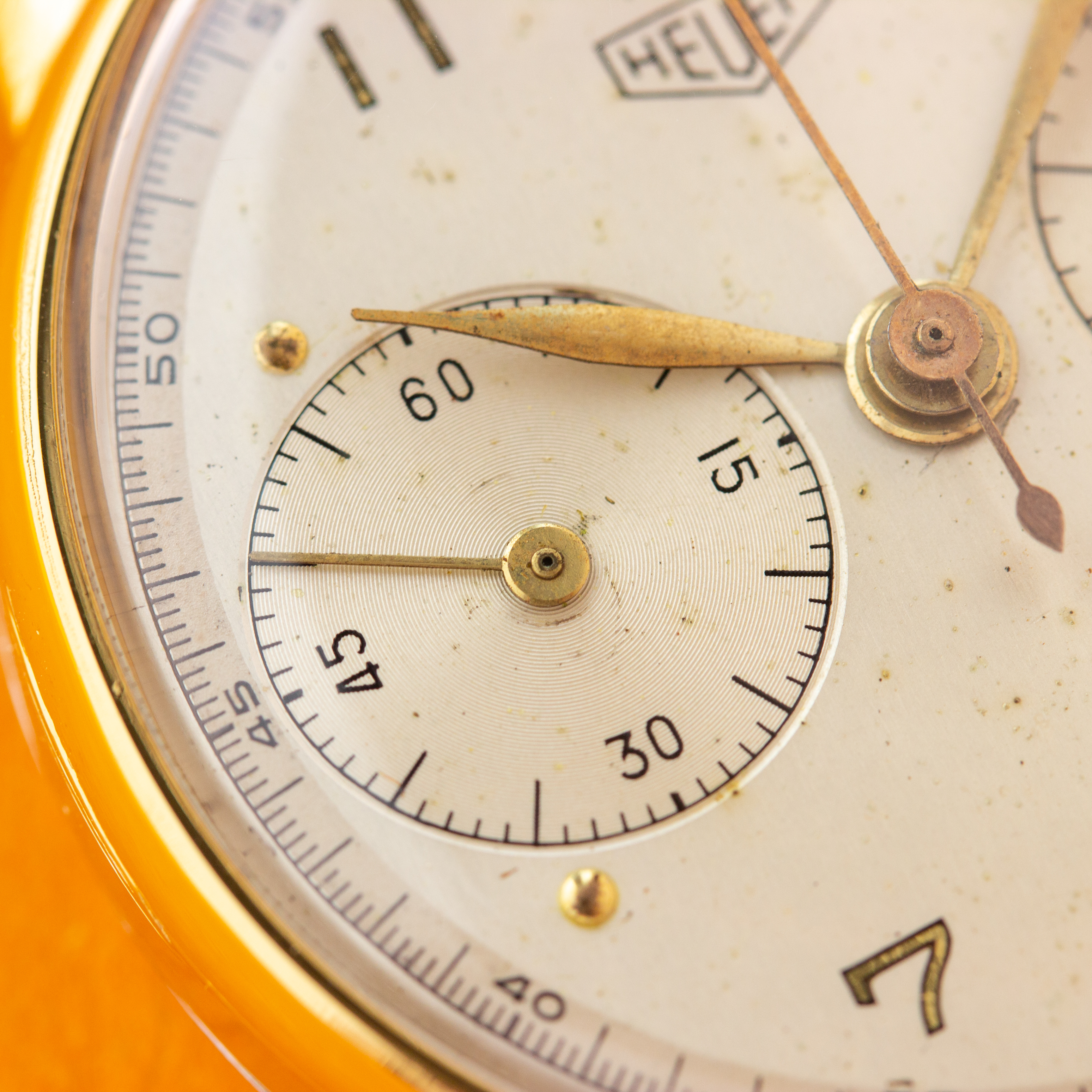 View of Heuer Big Eyes Pre Carrera Chronograph from 1950 réf 418