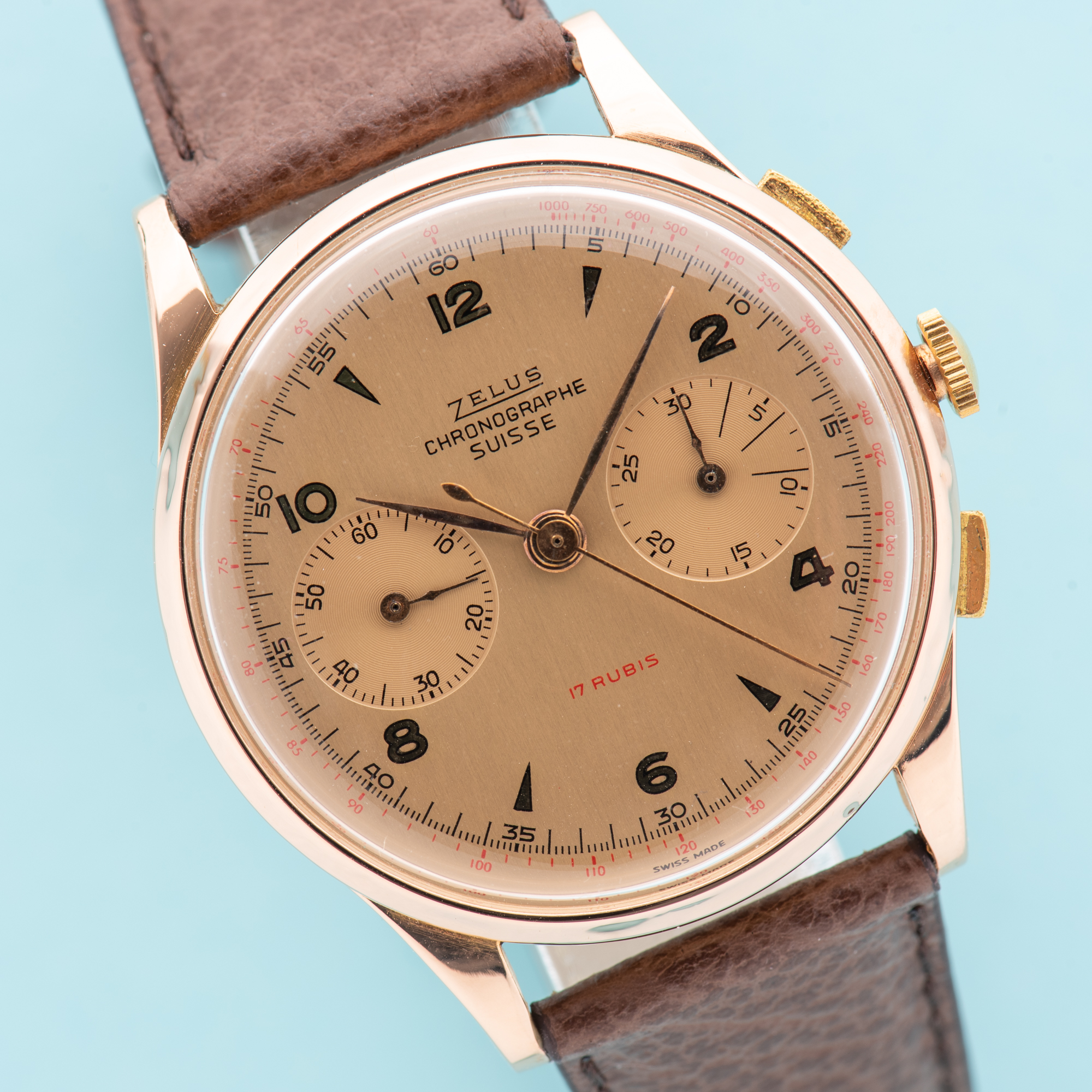 View of Zelus Chronograph Switzerland 18K Rose Gold Oversize