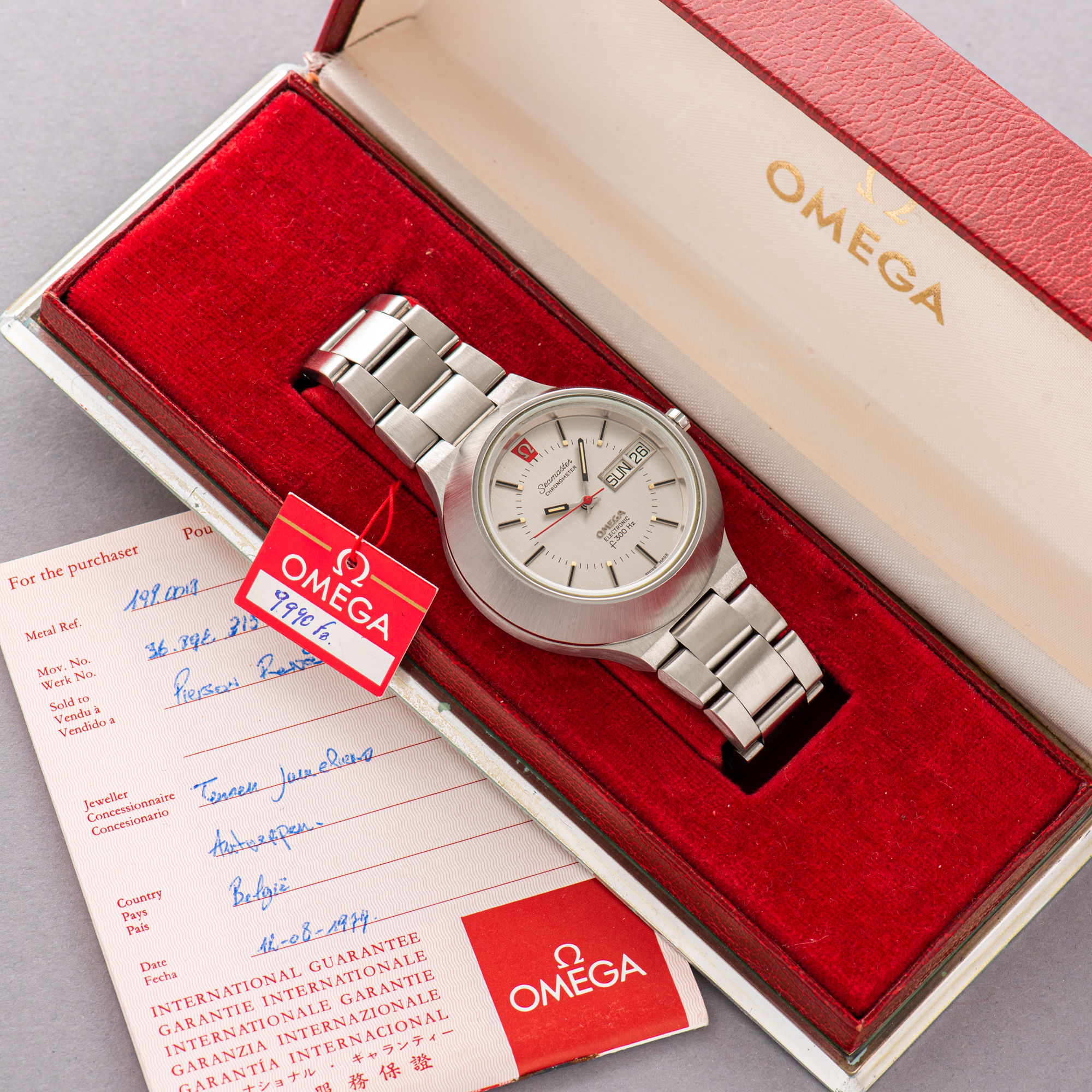 Omega Seamaster Electronic Chronometer F300Hz DayDate Full Set 1974 Réf 198.0018