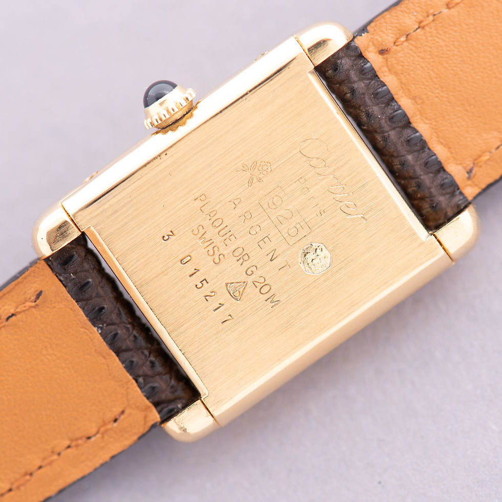 Thumbnail: Cartier Must de Tank Vermeil Roman Lemon Dial Full Set 1980