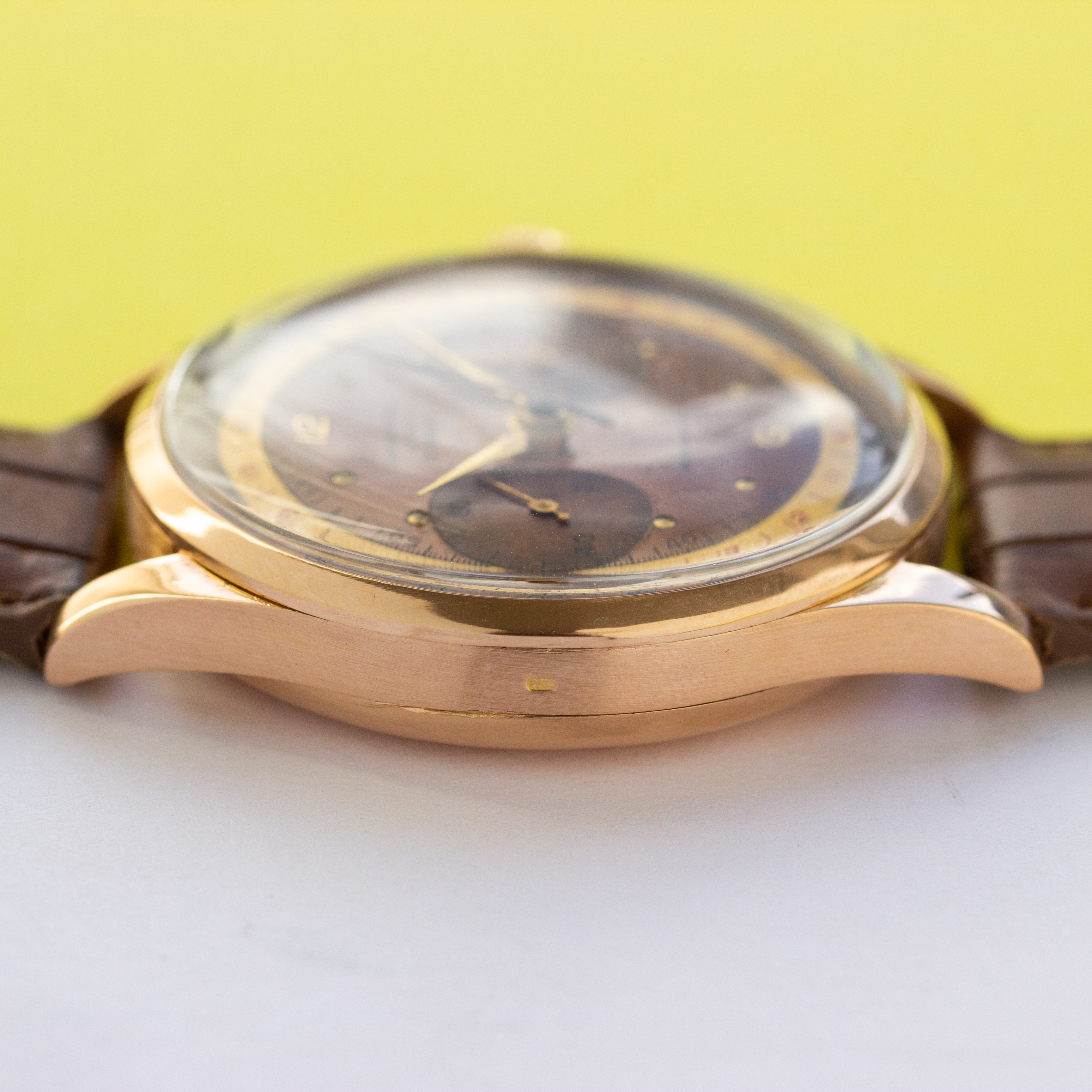 View of Chronograph Switzerland Oversize Copper Dial 18K Rosé Gold