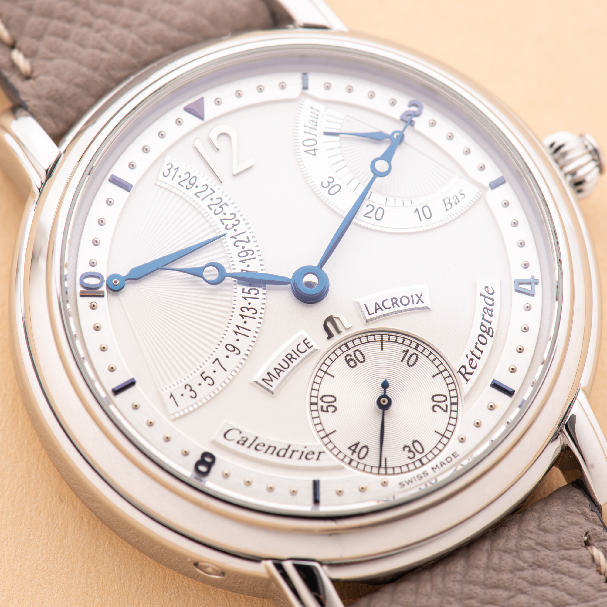 Vue de Maurice Lacroix Masterpiece Calendrier Retrograde Acier Réf MP7068